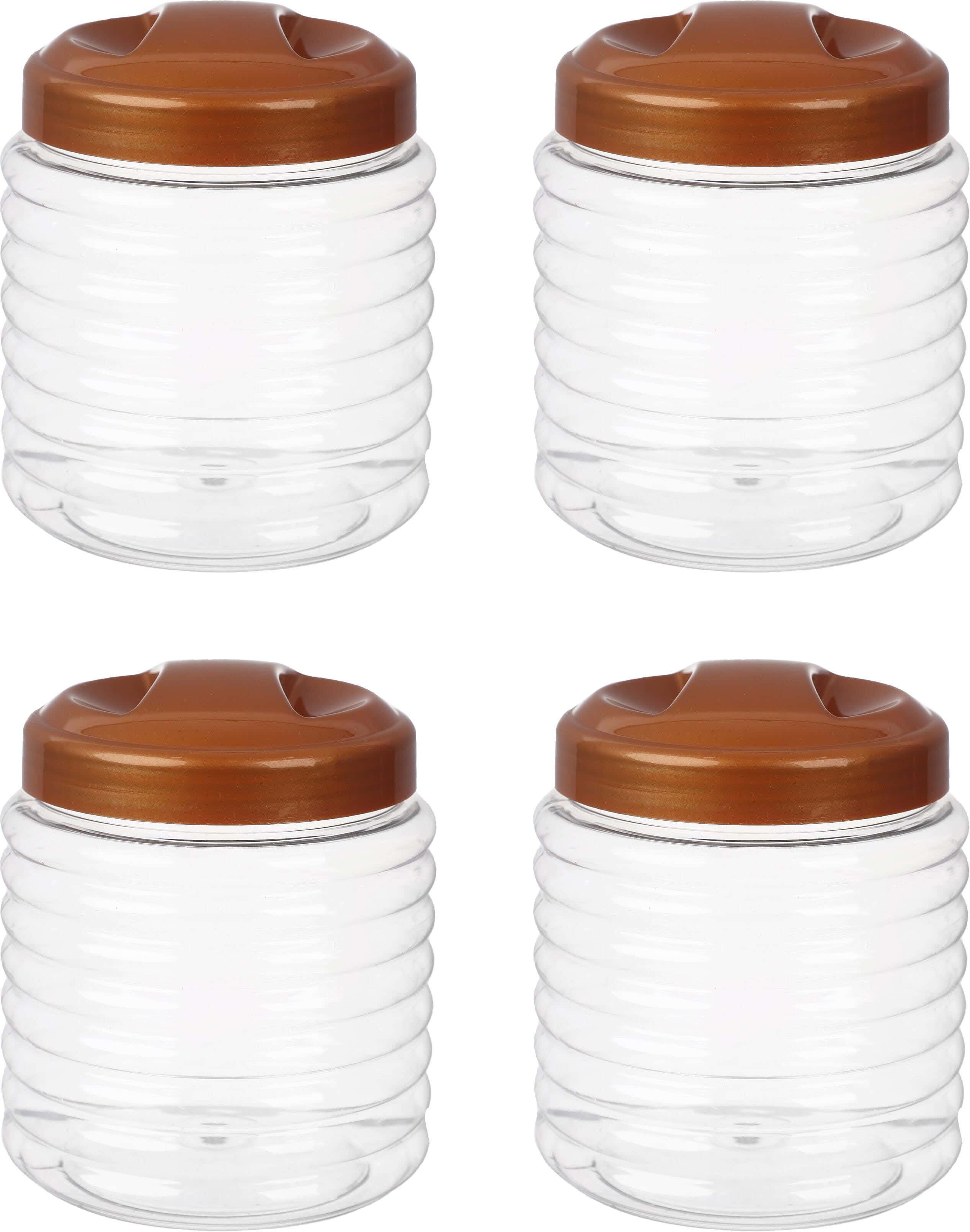 Lamsa Plast Plast Spice Jar Set, 4 Pieces, 900 ml - Brown