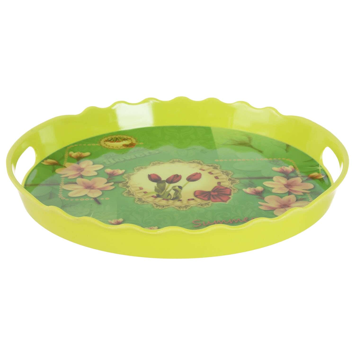 El Manar Melamine Serving Tray with Handle, 32 cm - Multicolor