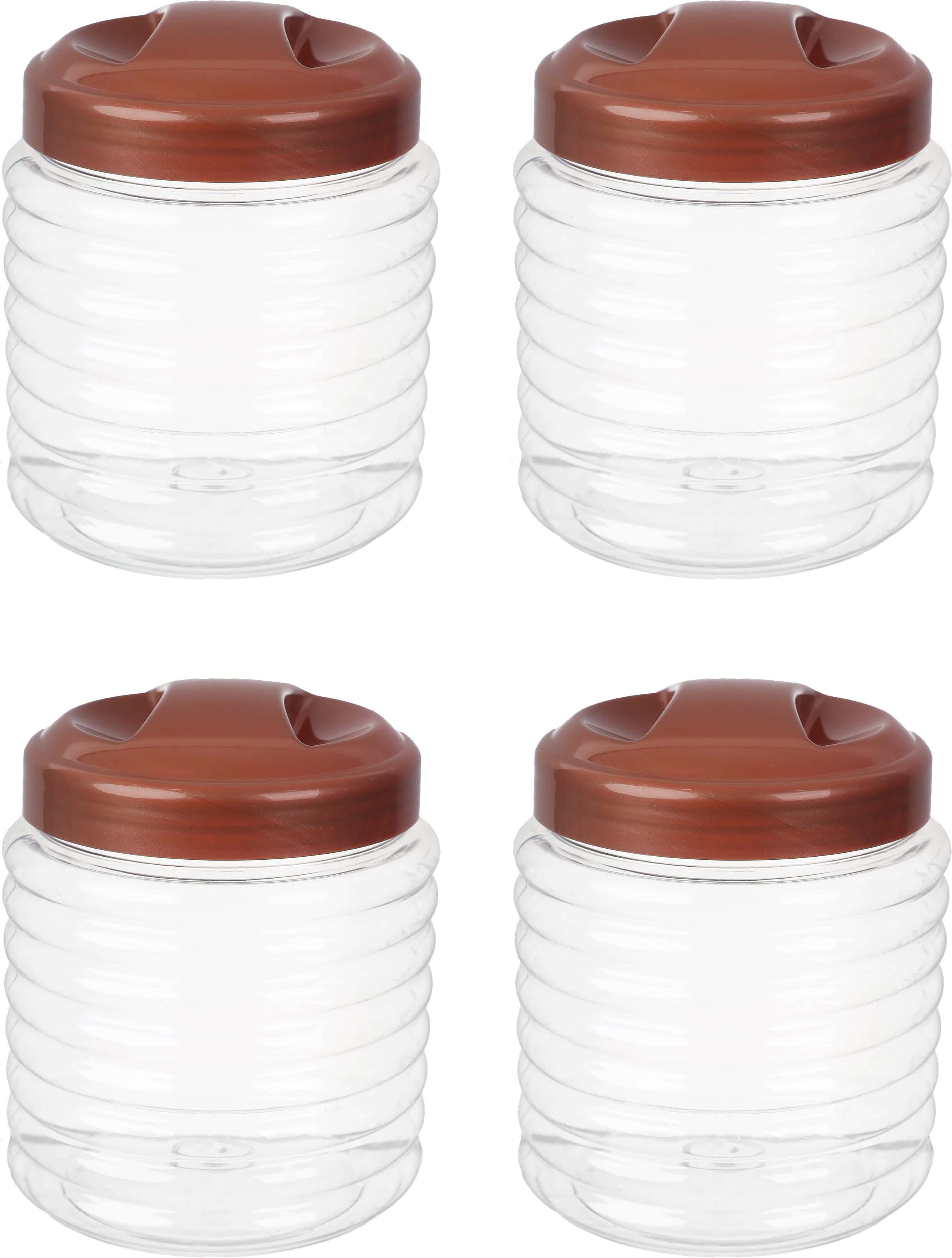 Lamsa Plast Plast Spice Jar Set, 4 Pieces, 900 ml - Dark Brown