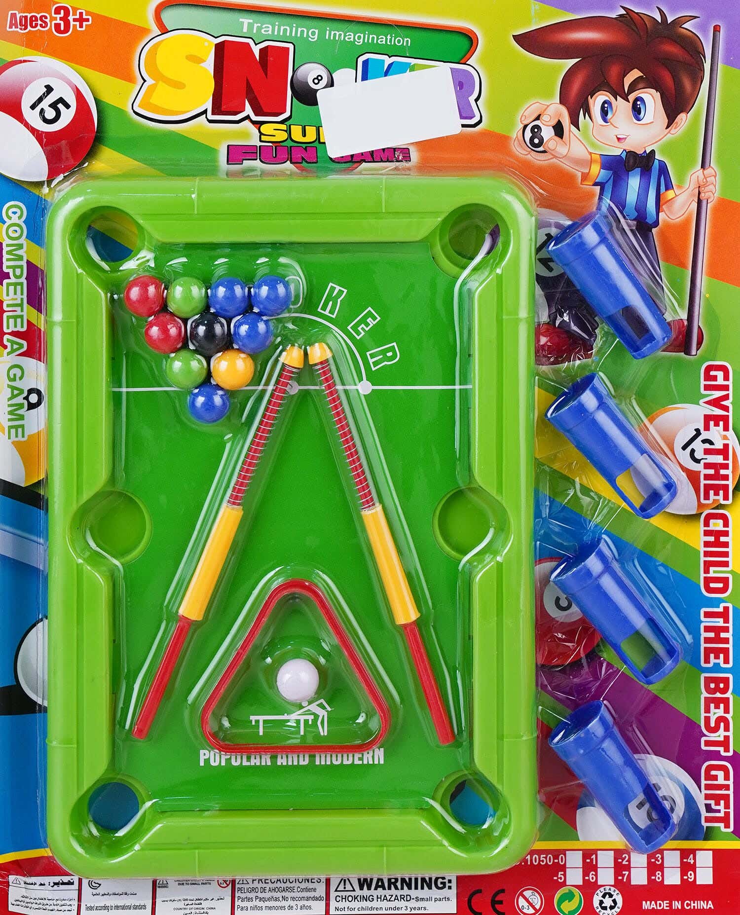 Plastic Billiard Table Game For Boys, 19 Pieces - Multicolor