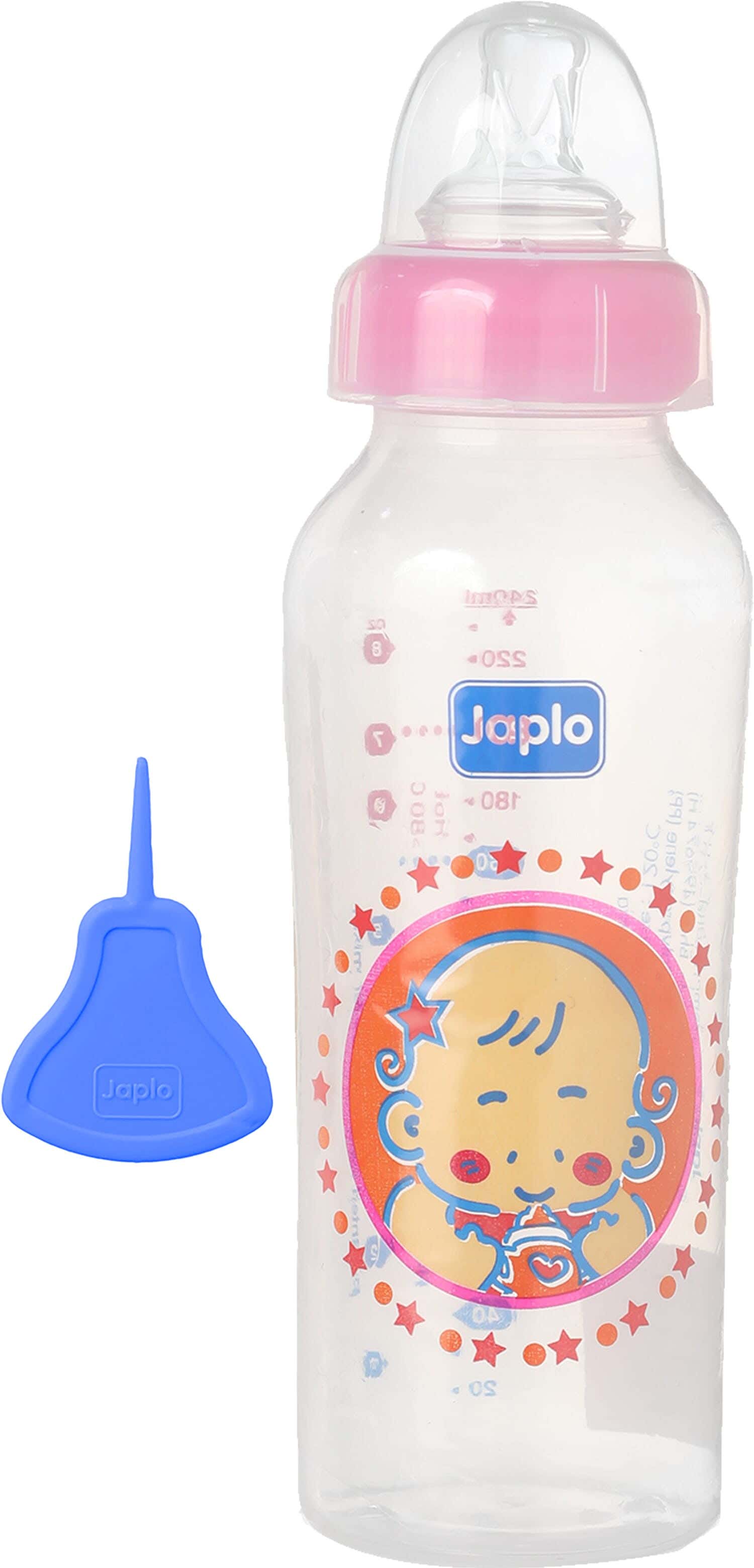 Japlo Circular Polypropylene Baby Bottle With Digital Scale, 240 ml - Clear Fuchsia