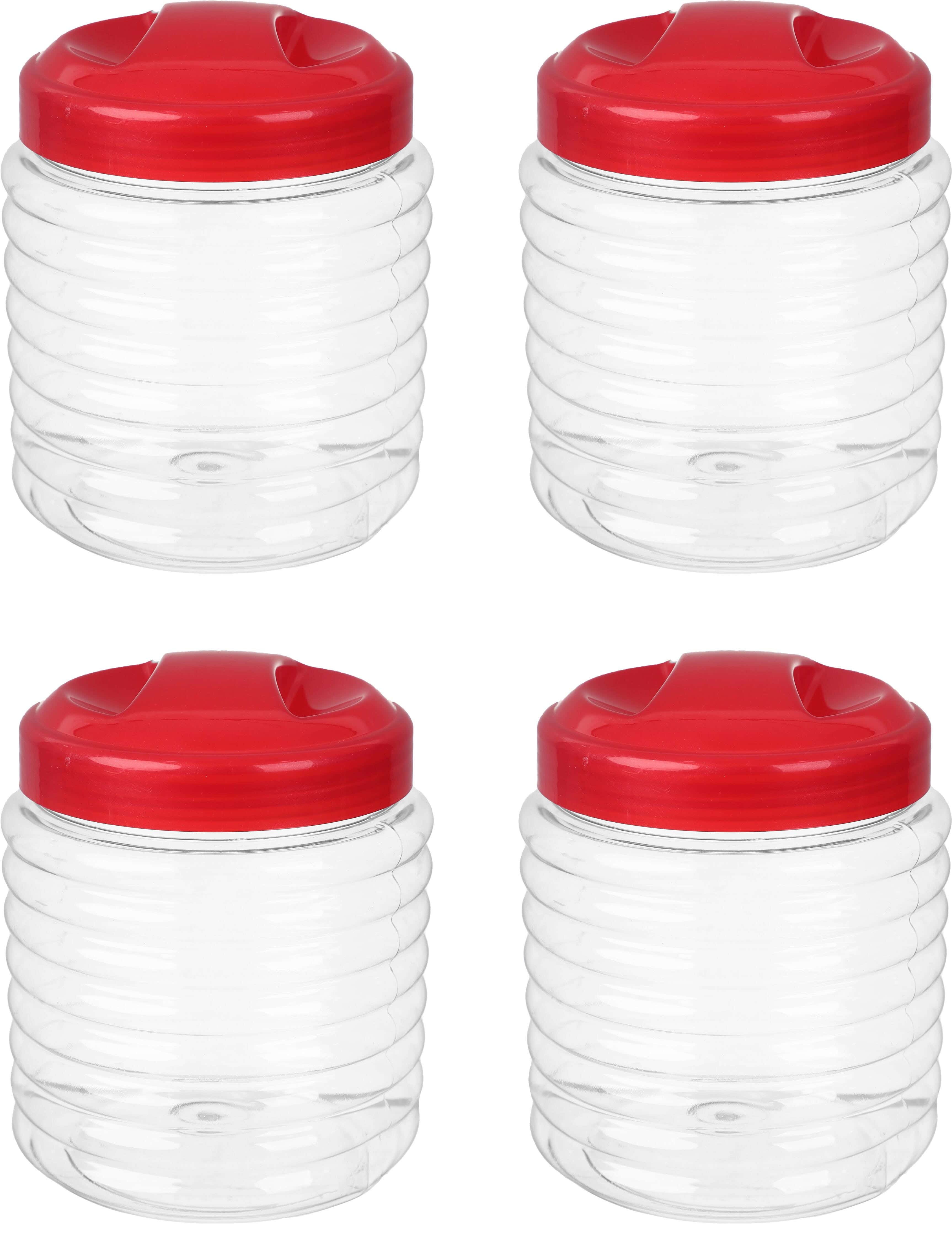 Lamsa Plast Plast Spice Jar Set, 4 Pieces, 900 ml - Red