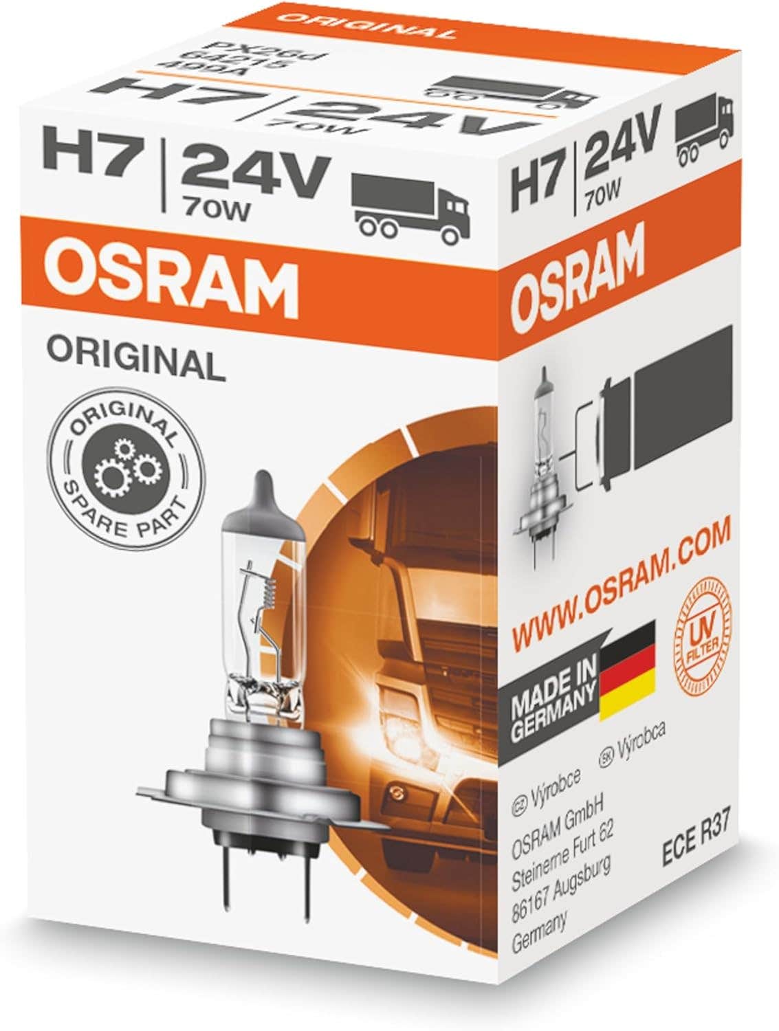 Original Car Bulbs, H7, 64215, 24 V - Silver