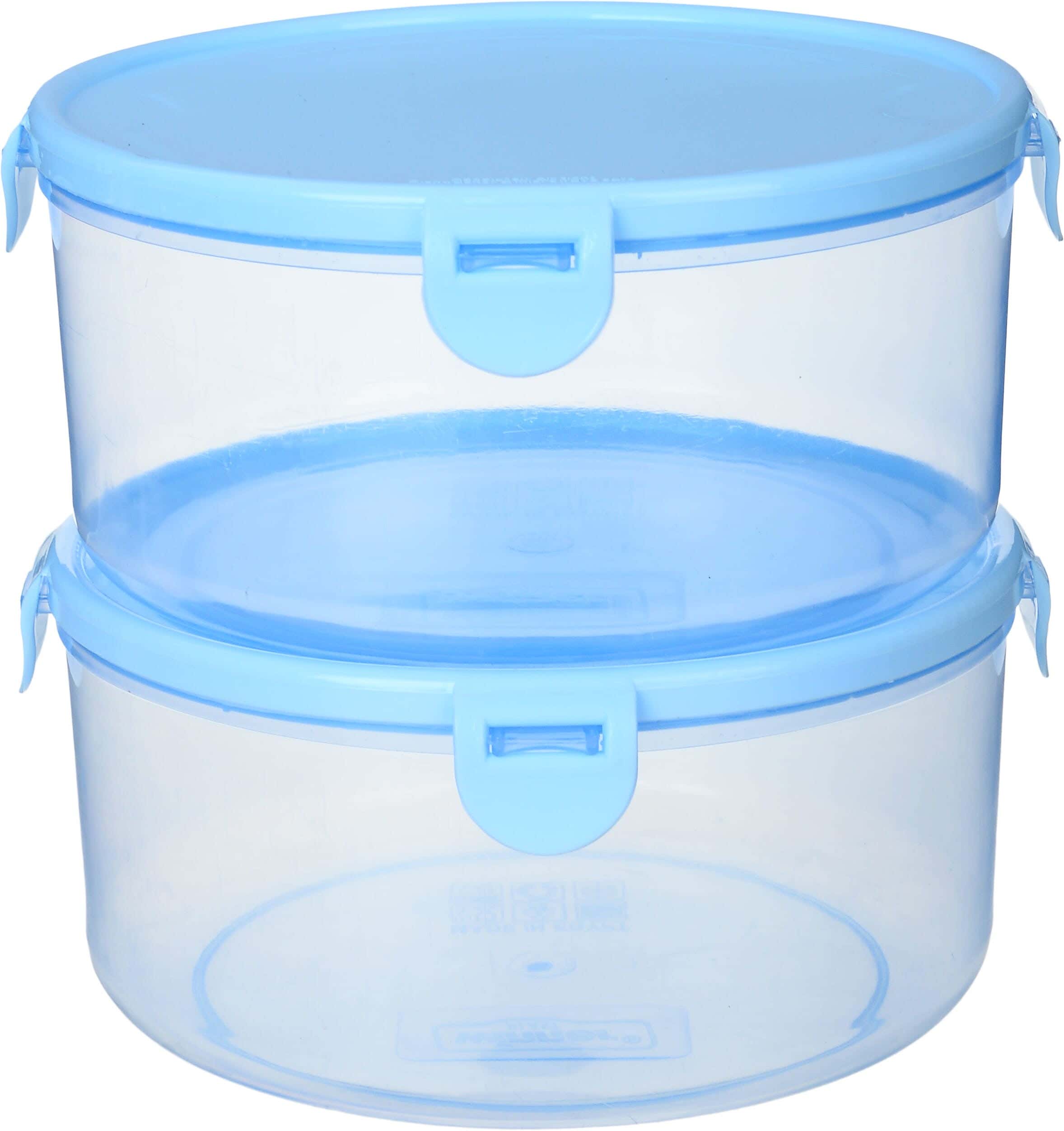 Winner Plast Round Plastic Refrigerator Box Set, 2 Pieces, 19 cm - Light Blue