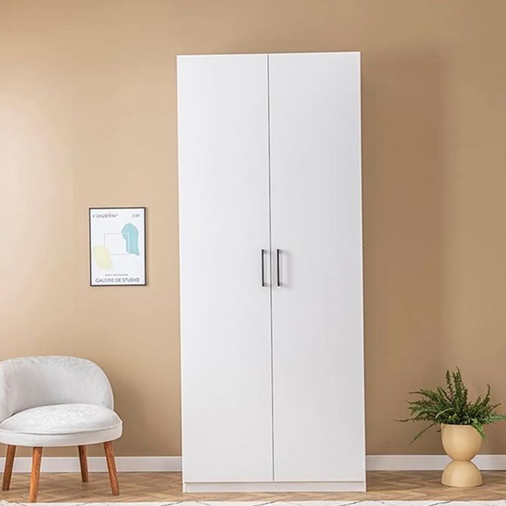Spanish MDF Wood Wardrobe 2 Door, 80x50x120 Cm - White