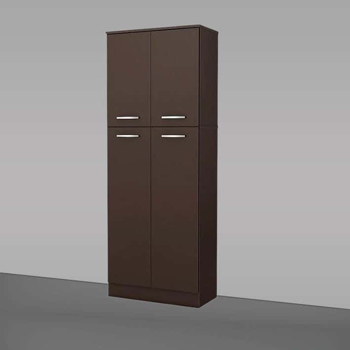 MDF Wood Clothes' Cabinet 4 Door, 60x35x180 Cm - Brown