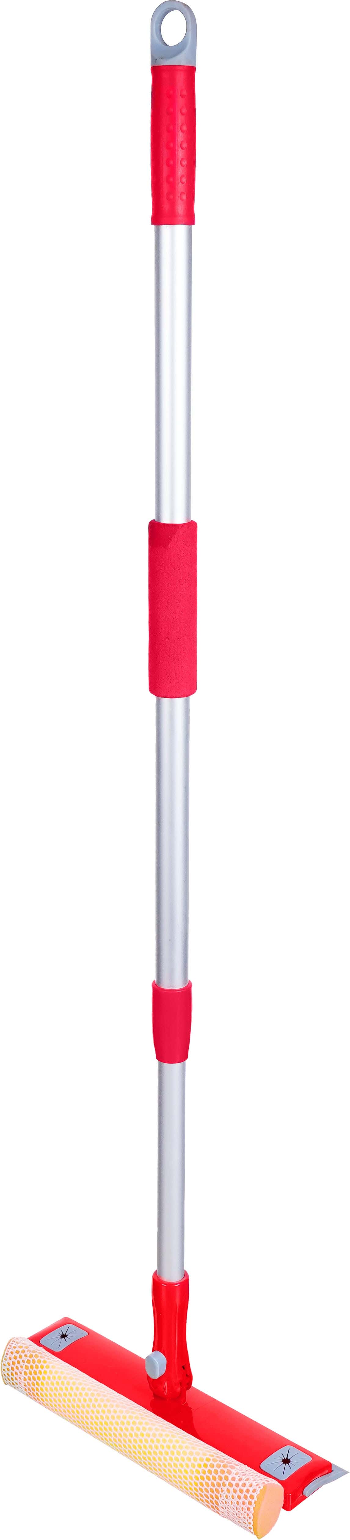 360 Degree Rotating 2-Sided Plastic Glass Wiper, Aluminum Handle, 25 cm - Red Silver