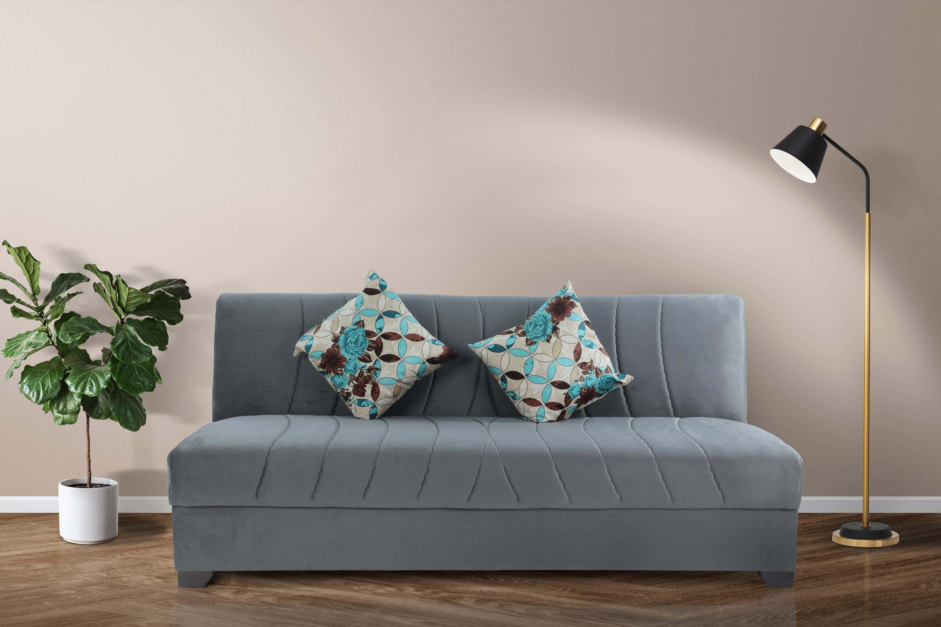Musky Wood Sofa Bed without Handle, 3 Seats Sofa, 180x85x55 cm - Dark Grey