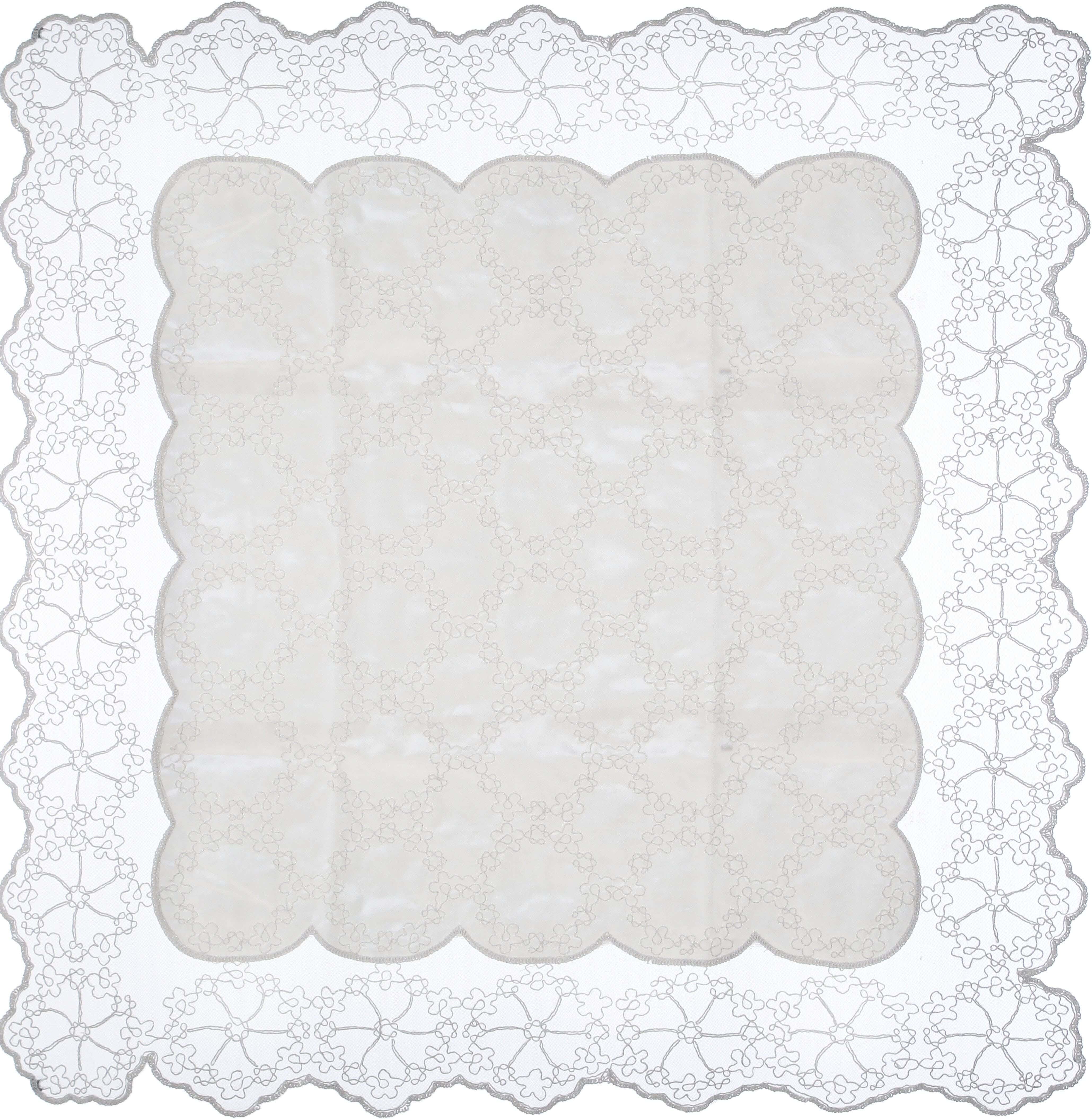 Velvet Square Tablecloth, 95x95 cm, Approximately 310 gm - Off White