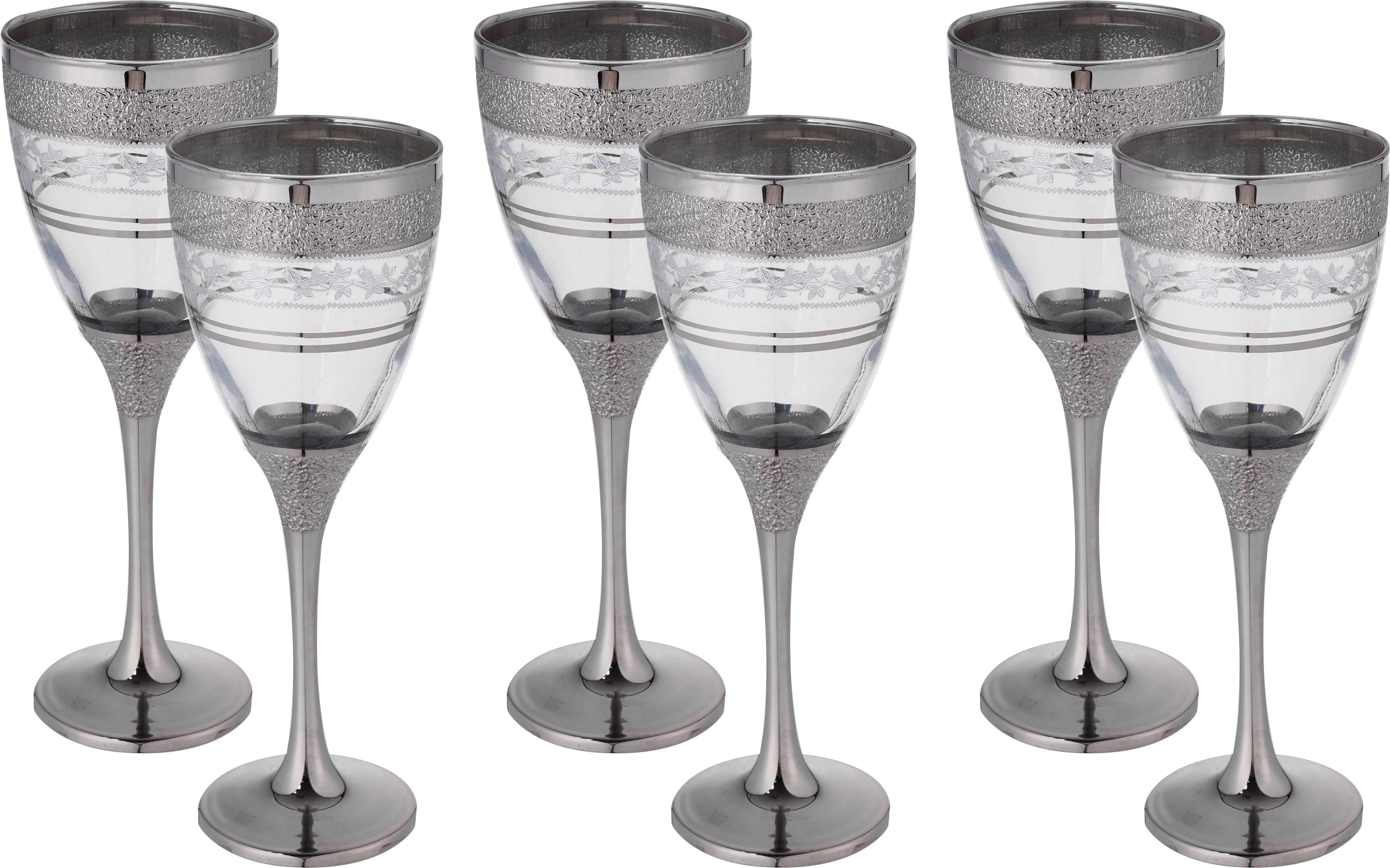 Bohemia Glass Tumbler Set, 6 Pieces - Silver Clear
