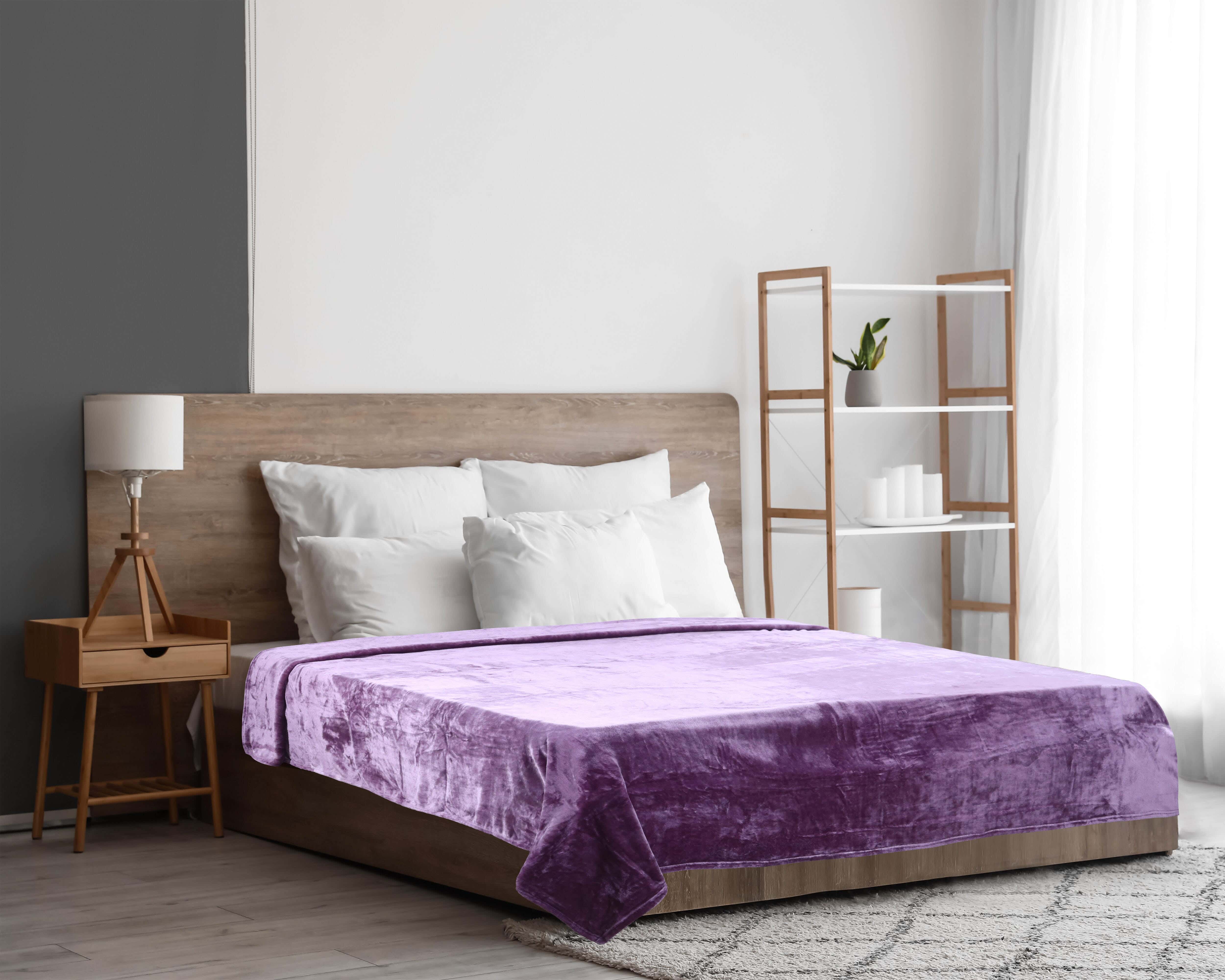 Aslan Velvet Bed Heater, 220×240 cm, approximately 1800 gm - Mauve
