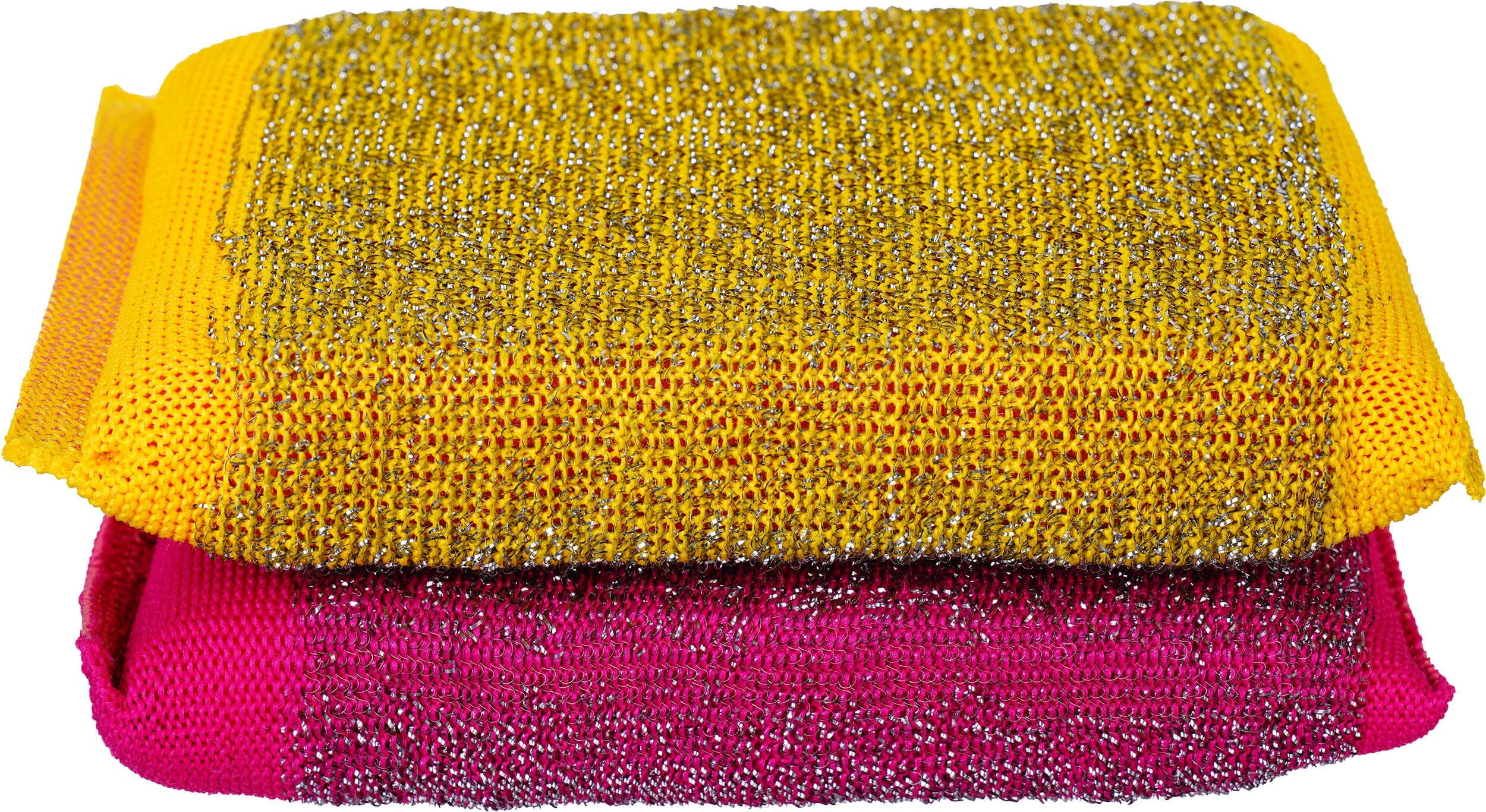 El Ammar Sponge Set for Cleaning Dishes, 2 Pieces, 9×15 cm - Yellow Fuchsia