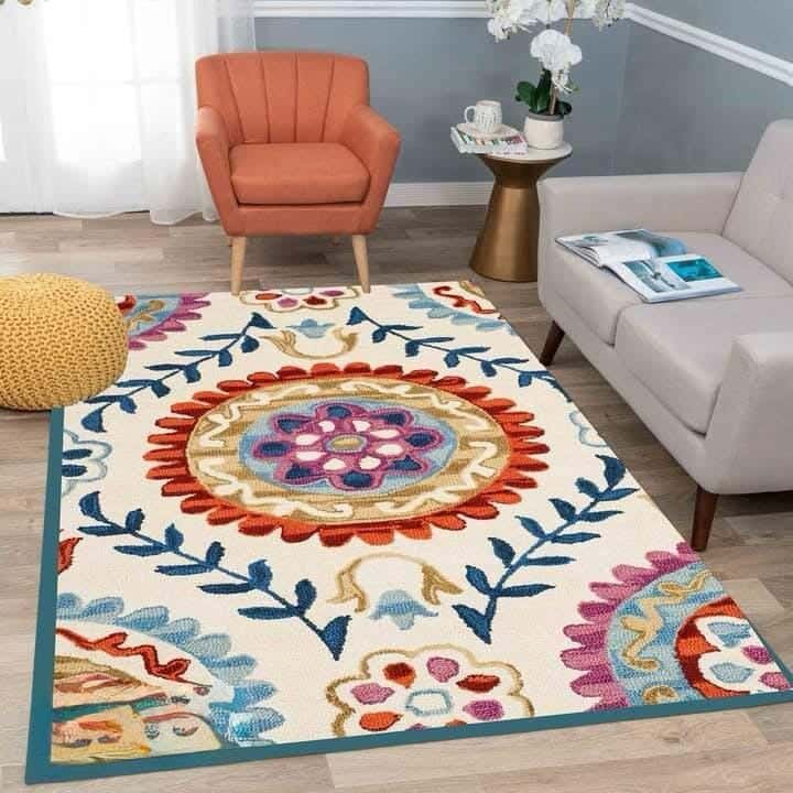 Line Sleep Dots Fabric Carpet protector, 160x250 cm - Multicolor