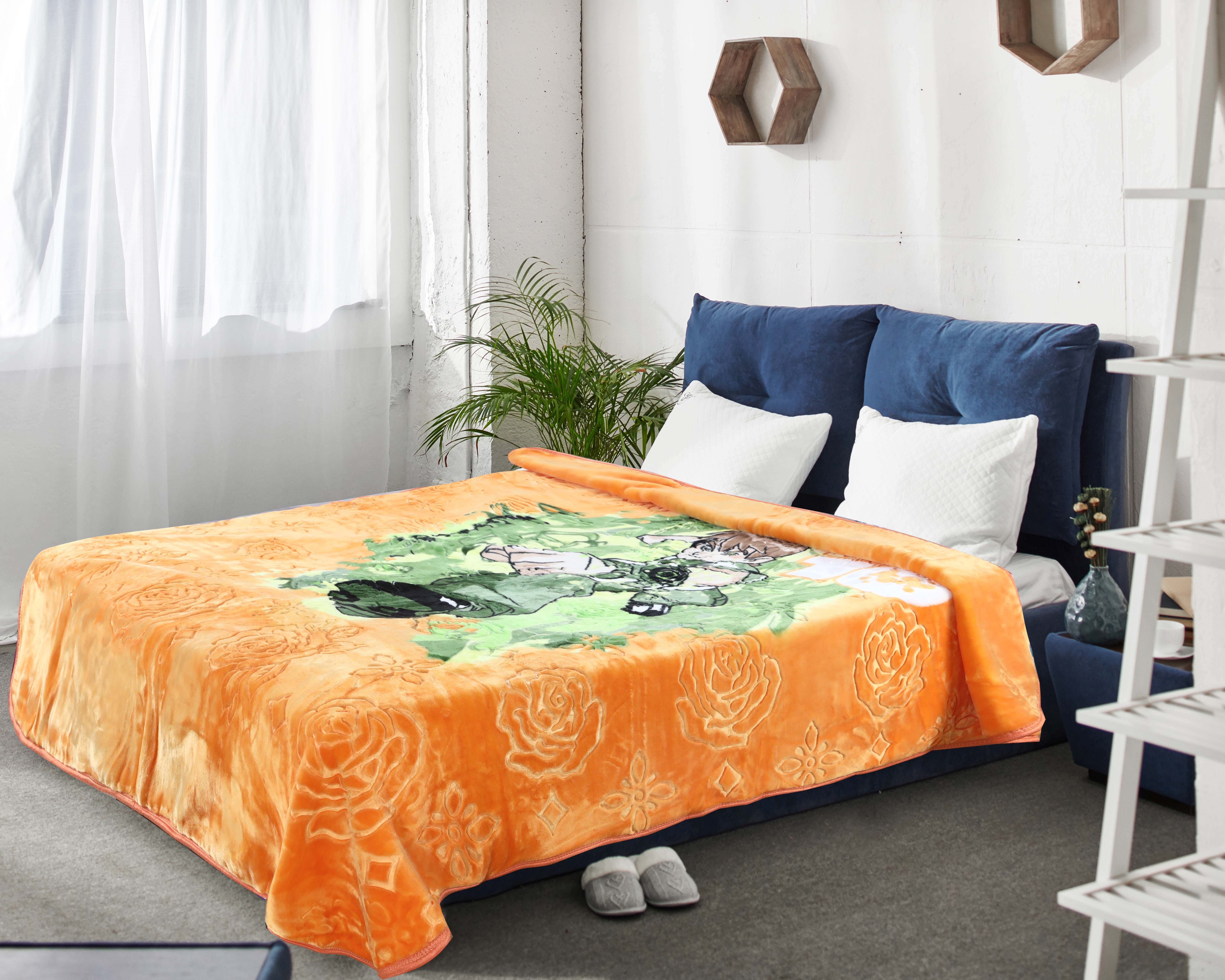 Aslan Velvet Blanket, 2 Pieces, Approx 180x220 cm, Approx 3 kg - Orange