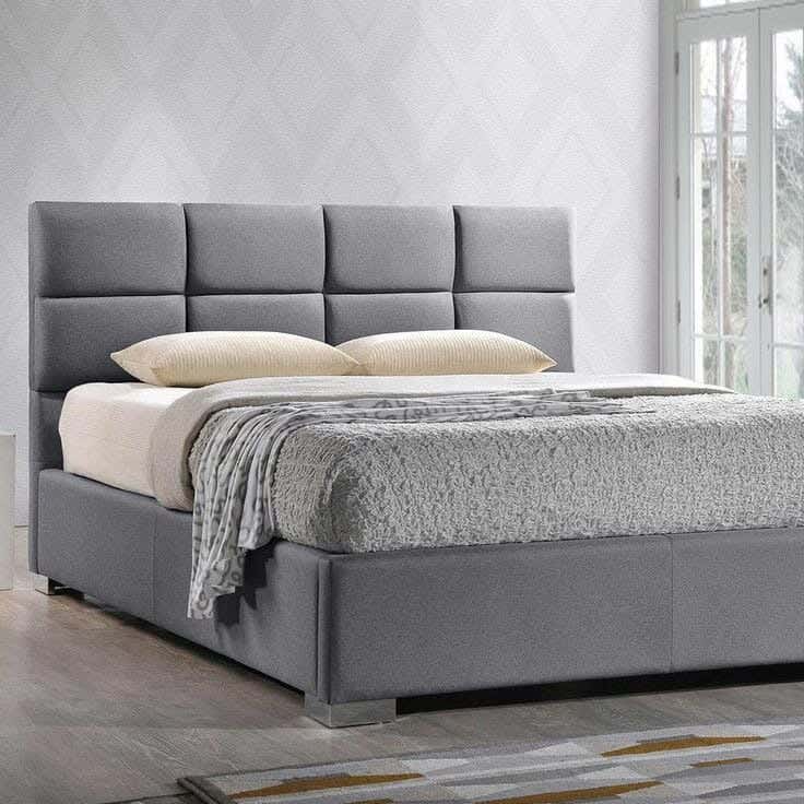 Single Plywood Bed, 120 × 200 × 30 Cm - Grey