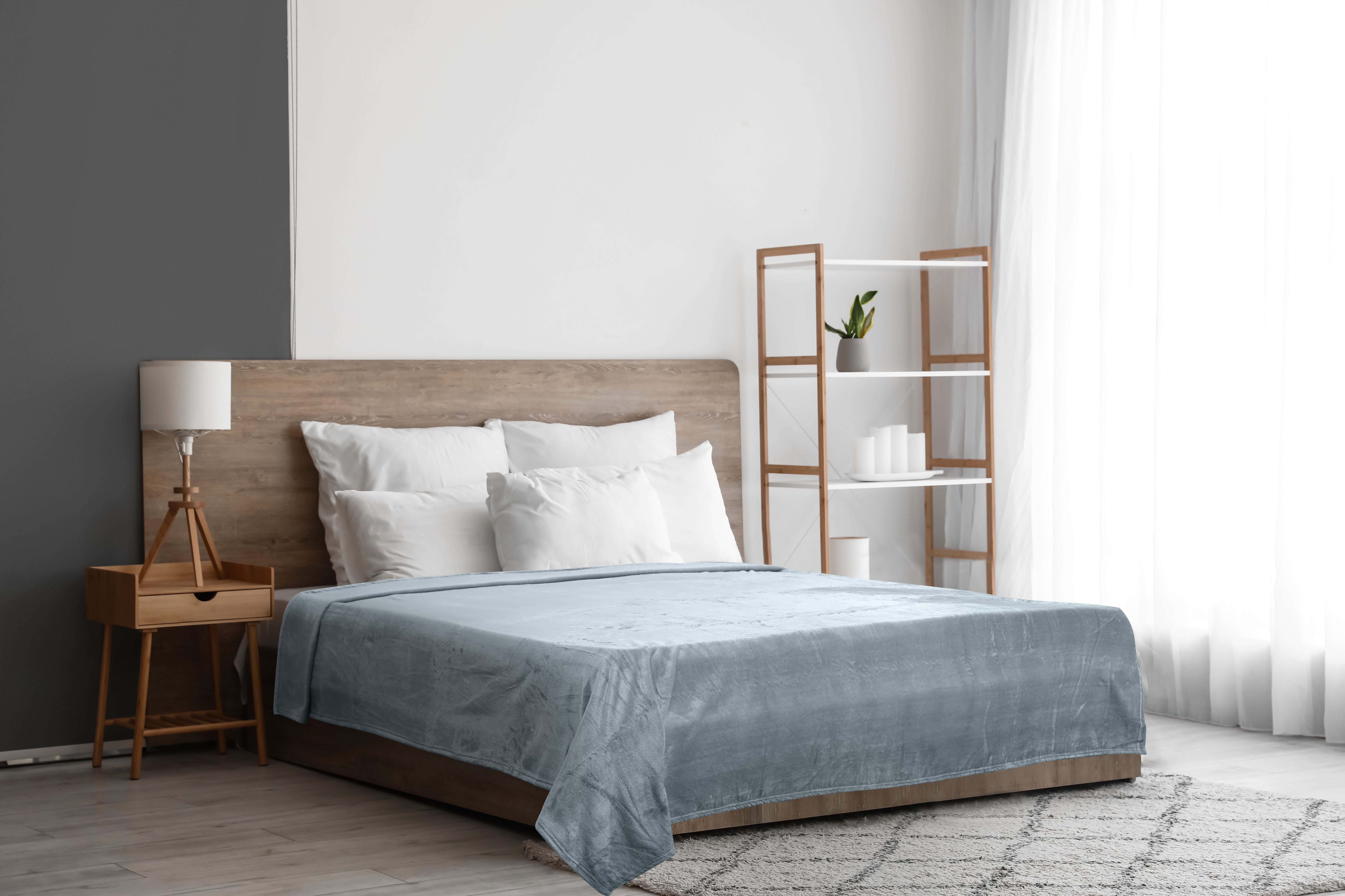 Sandy Flannel Bed Heater, 220×240 cm, 1400 gm - Grey