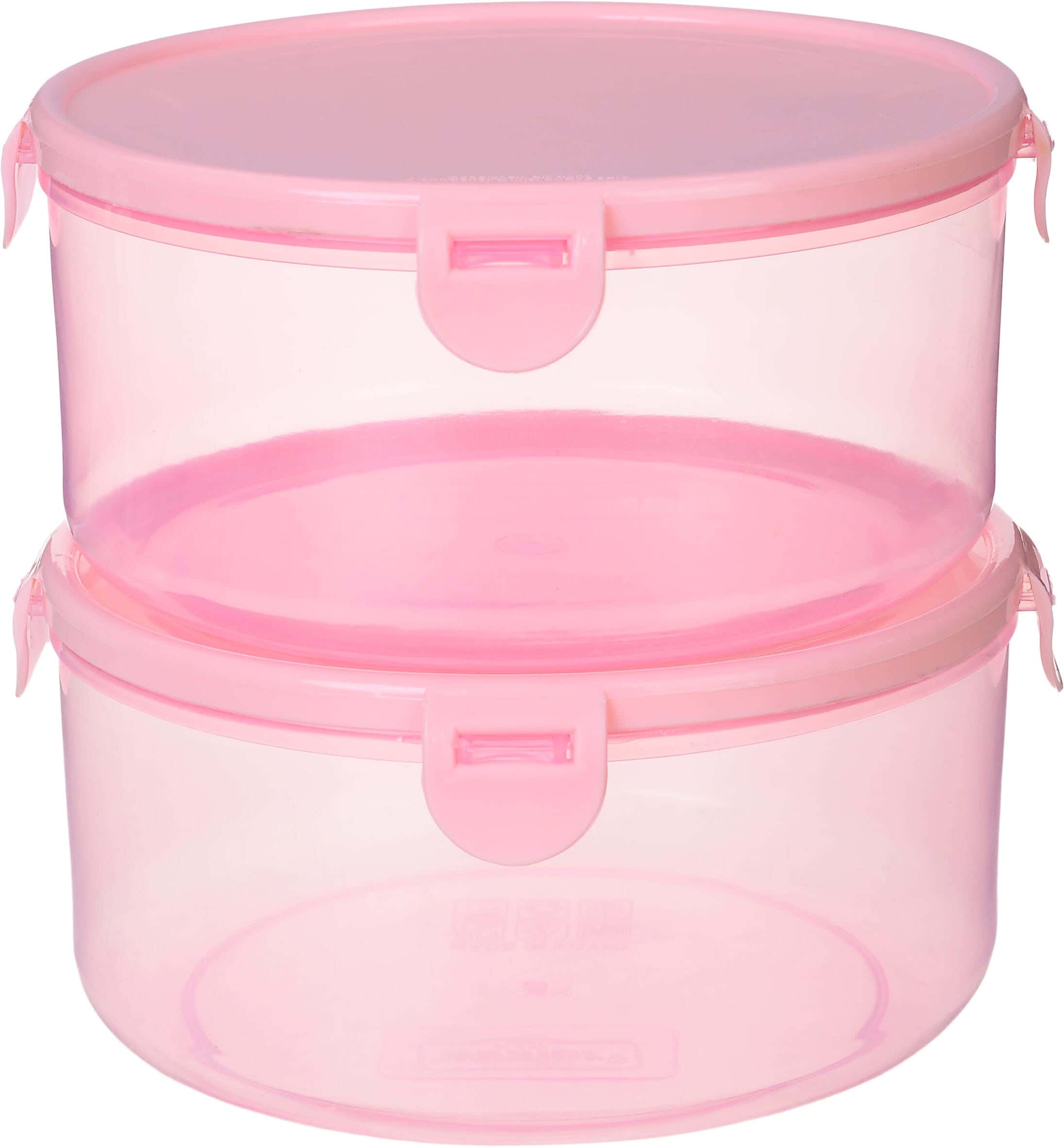 Winner Plast Round Plastic Refrigerator Box Set, 2 Pieces, 19 cm - Rose