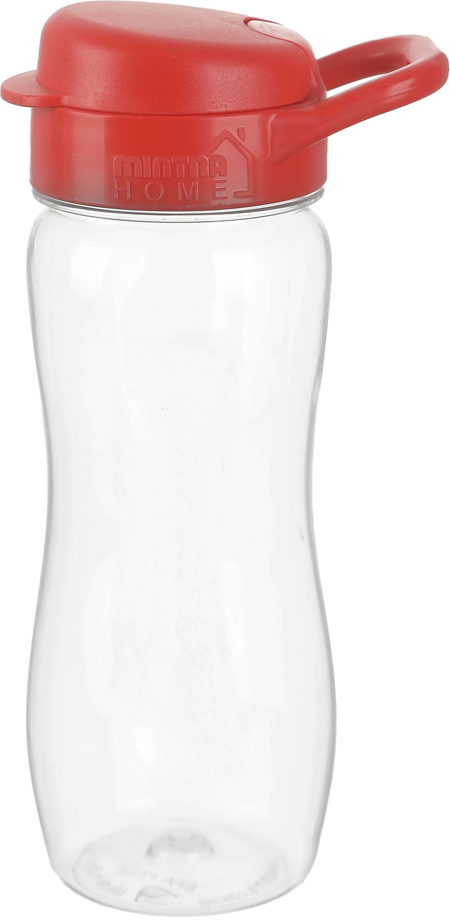 Mintra Plastic Sports Water Bottle, Squeeze Lid, 500 ml - Clear Red