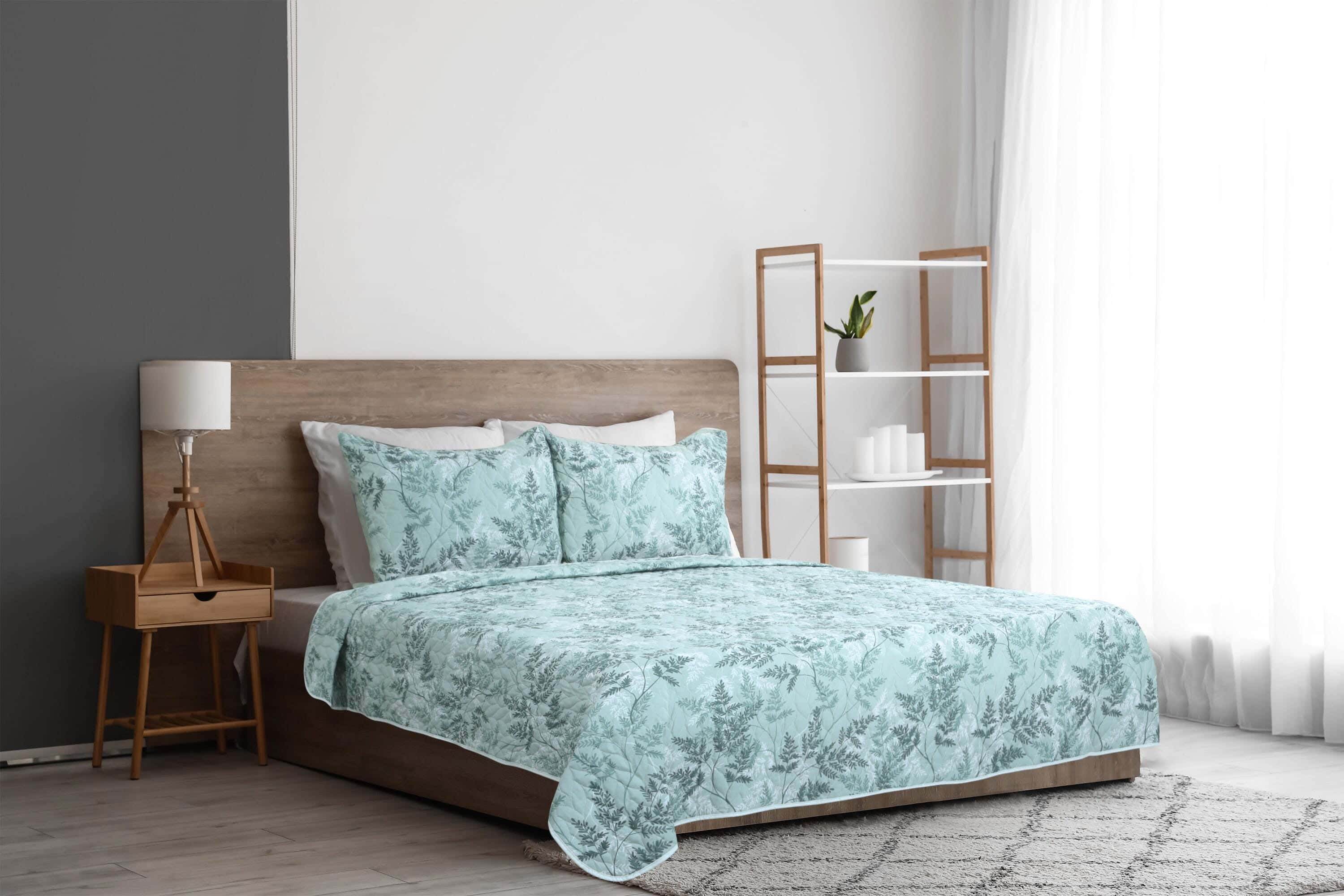 Hana Cotton Comforter Set, 3 Pieces, 240×240 cm, 3000 grams - Green