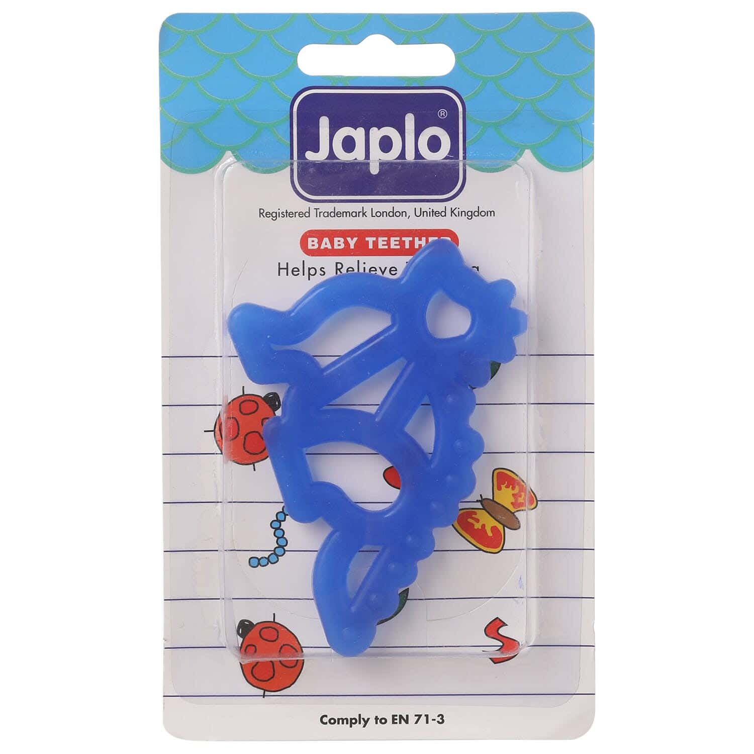 Japlo Silicone Teether, Stego Shaped - Blue