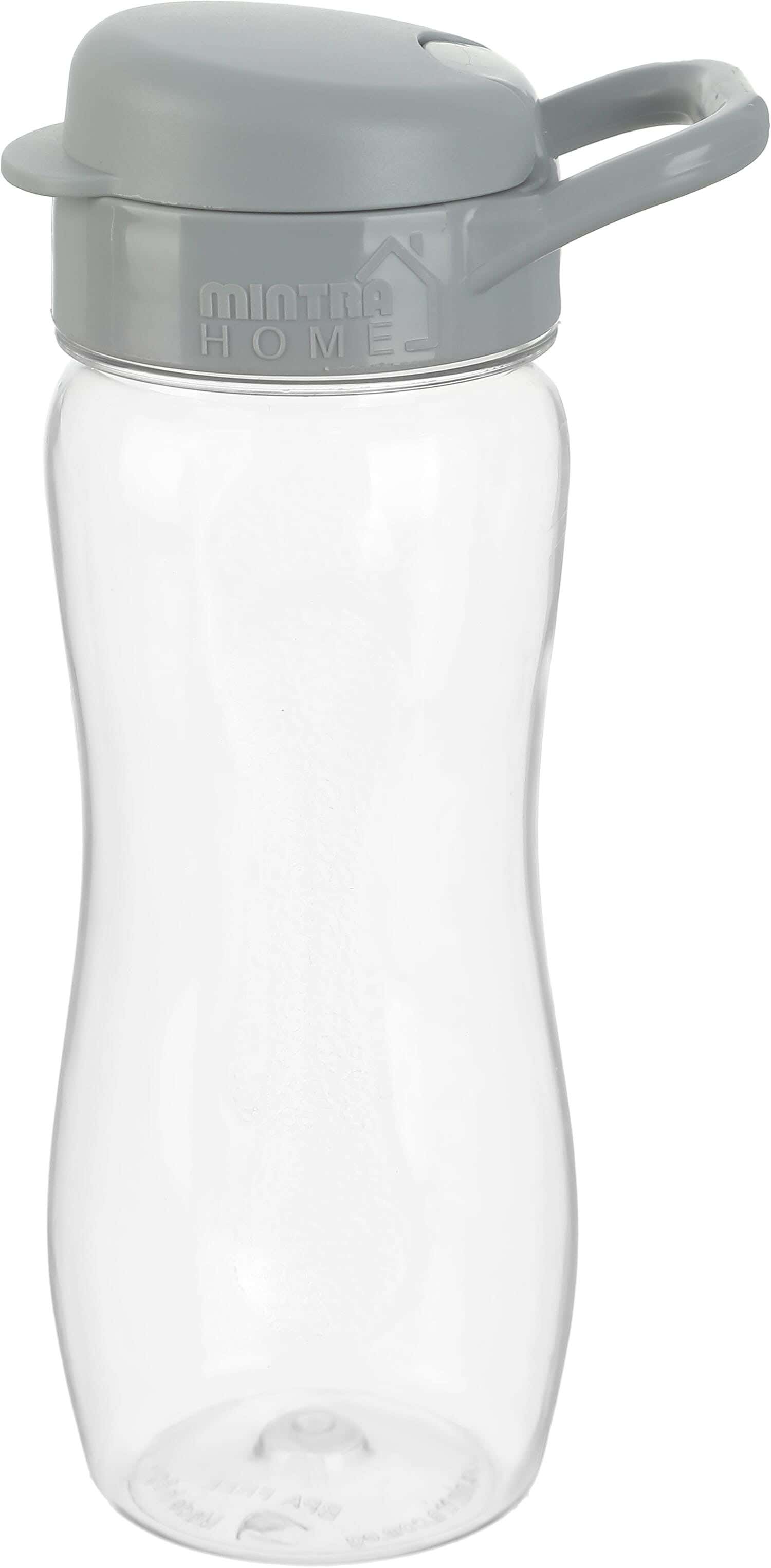 Mintra Plastic Sports Water Bottle, Squeeze Lid, 500 ml - Clear Grey
