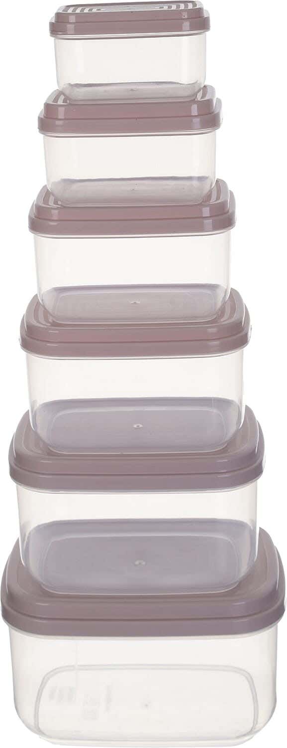 El Watanya Rectangular Plastic Refrigerator Box Set, 6 Pieces - Clear Cashmere