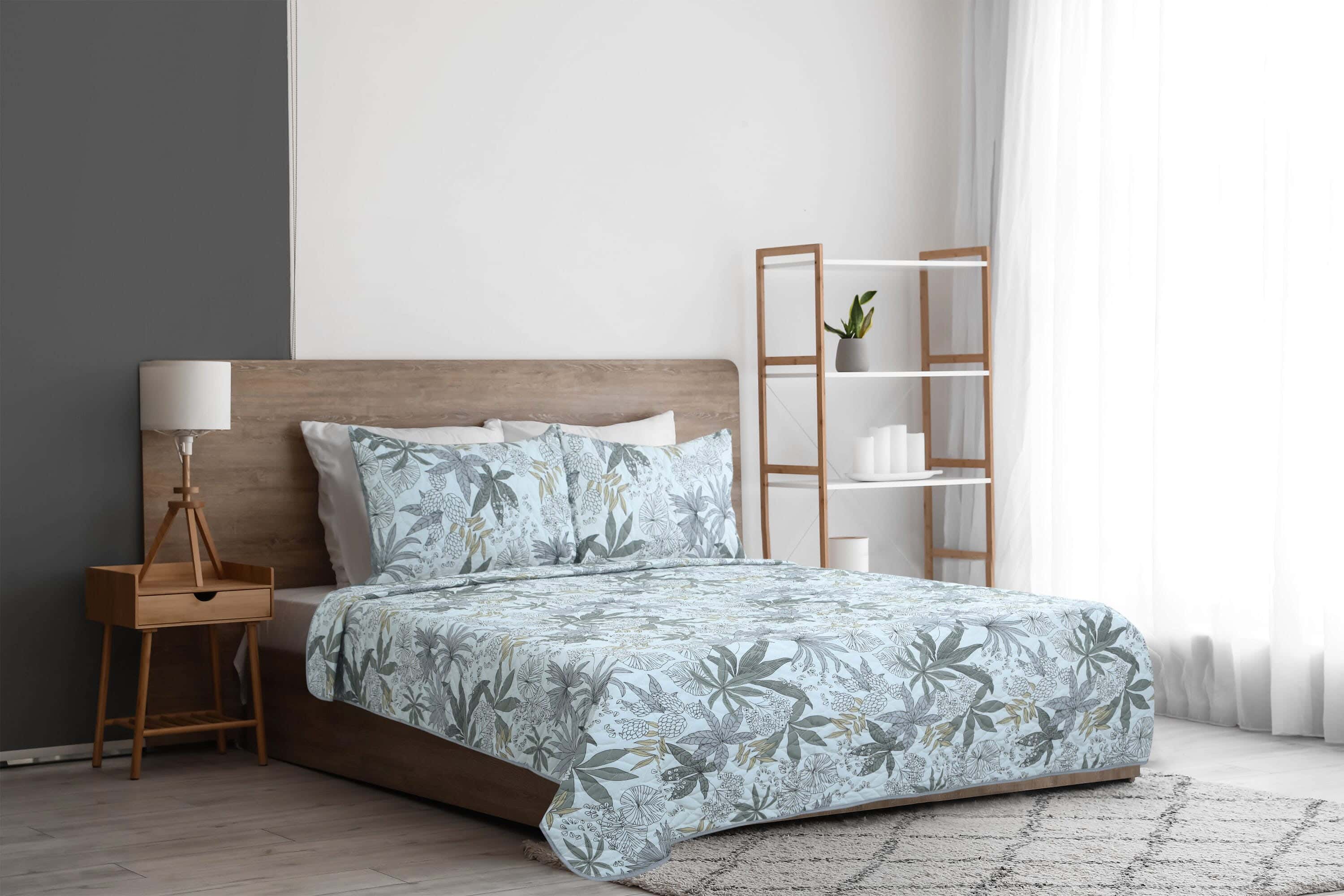 Hana Cotton Comforter Set, 3 Pieces, 240×240 cm, 3000 grams - Olive