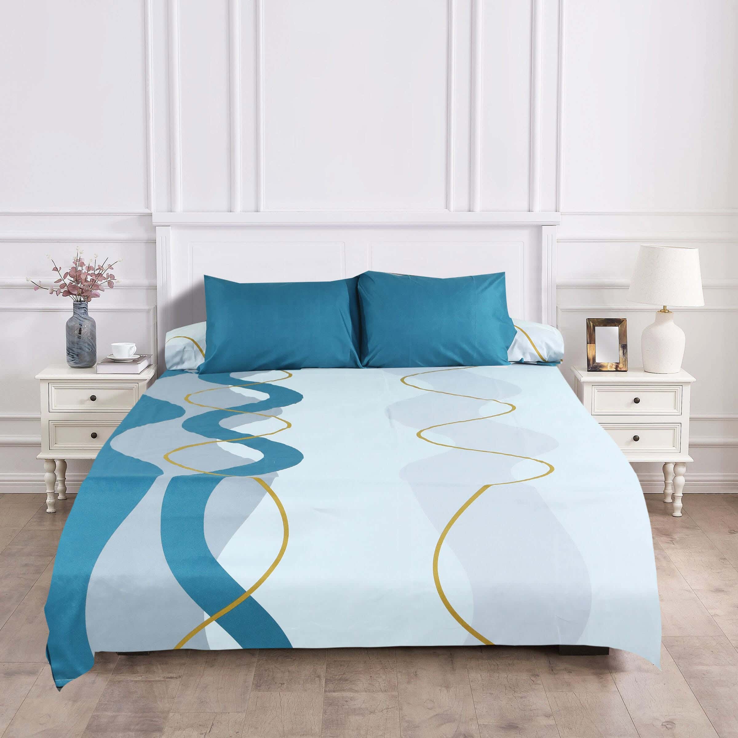 Forbed Microfiber Double Bed Sheet Set, 4 Pieces, 225×240 cm - Turquoise