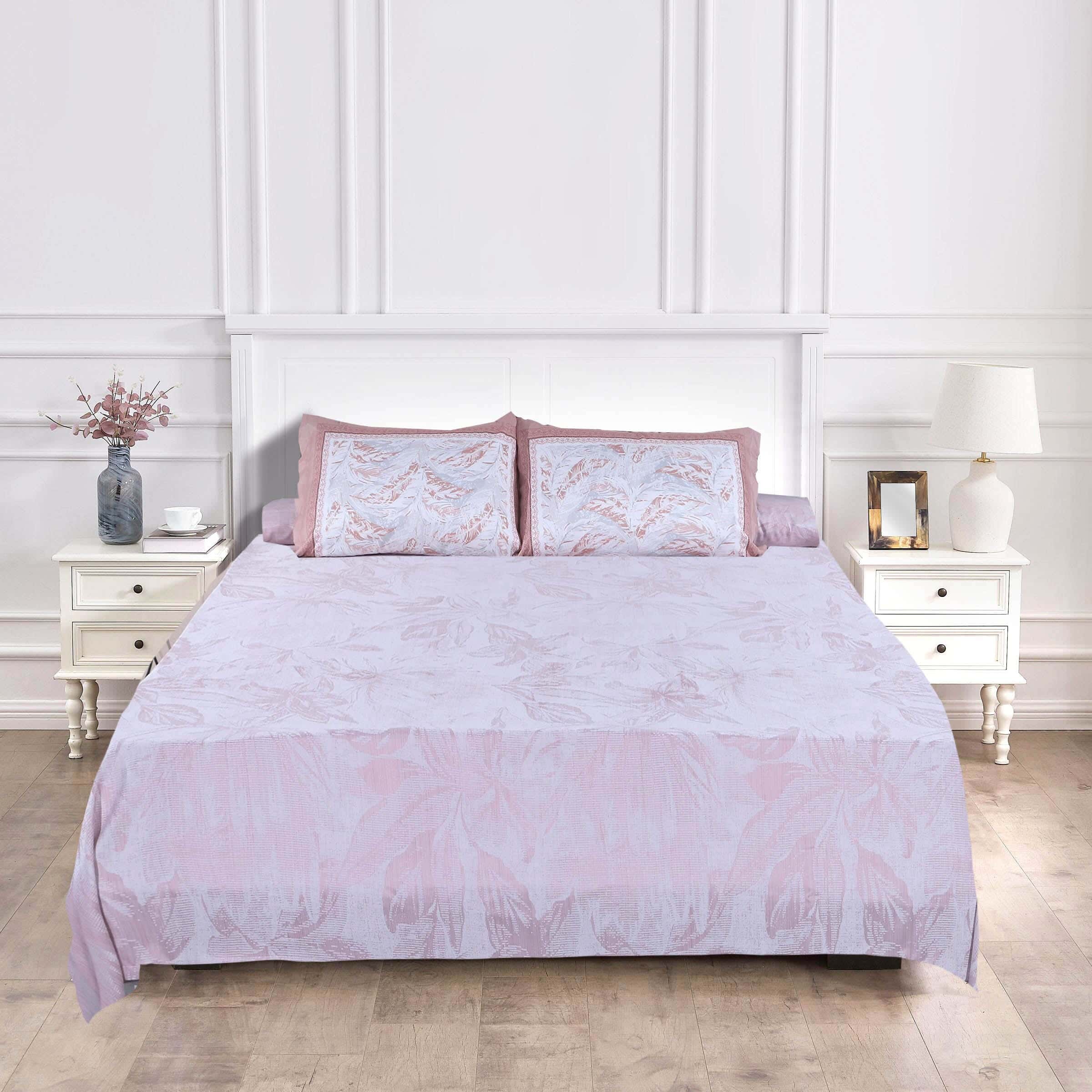 Cotton Printed Bed Sheet Set, 4 Pieces, 250X270 cm, Approx. 2100 Gm - Cachmere
