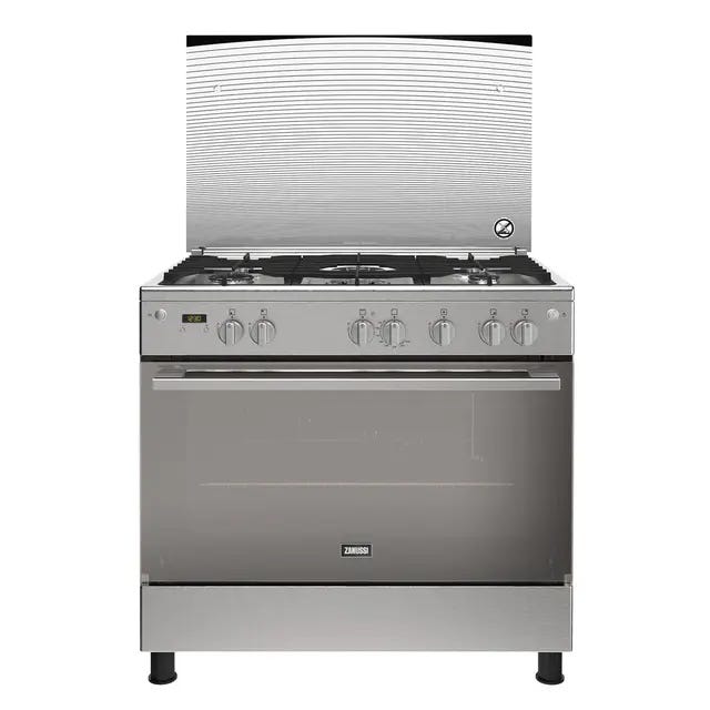 Zanussi ZCG94396XB Cool Max Gas Cooker, 5 Burners, 90x60 cm - Silver