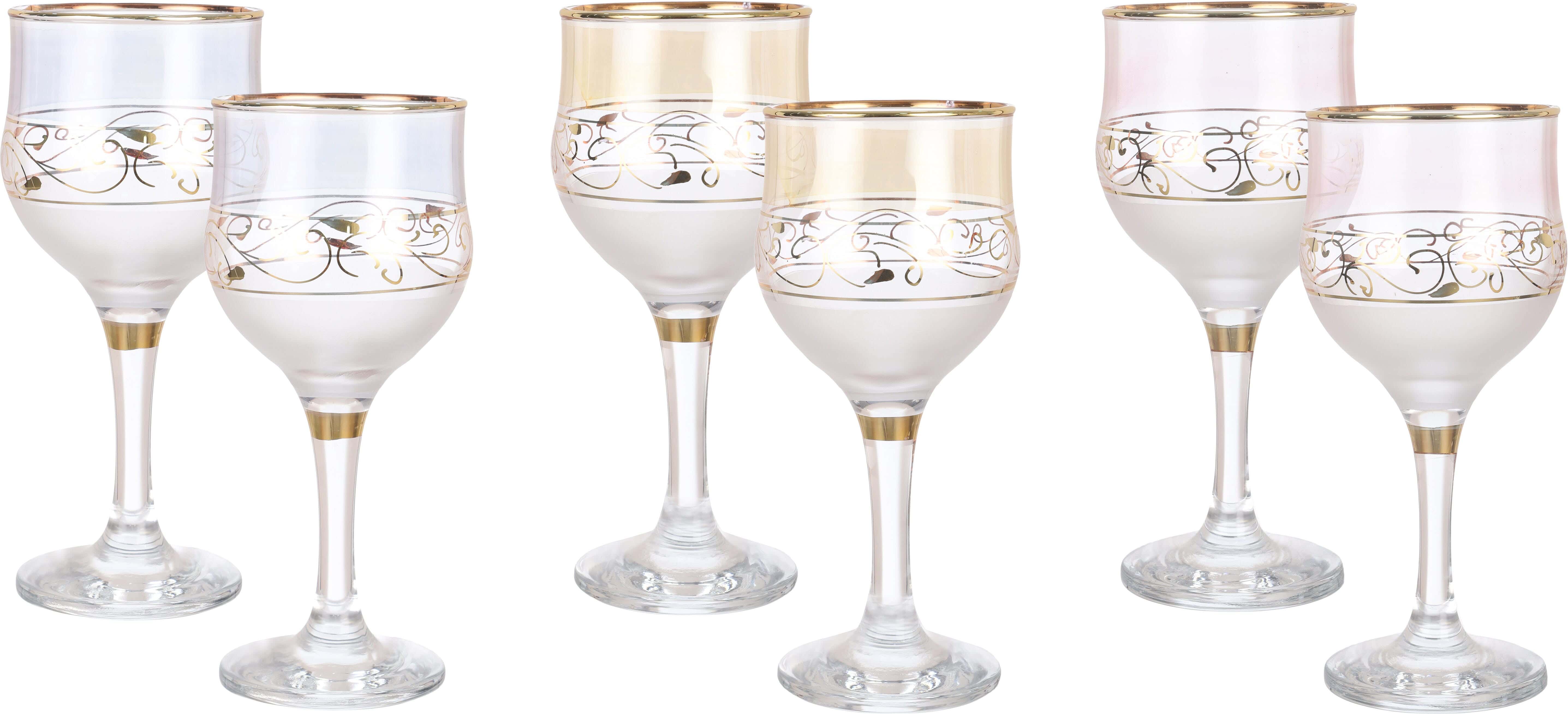 Bohemia Glass Cups Set, 6 Pieces, 270 ml - Multicolor