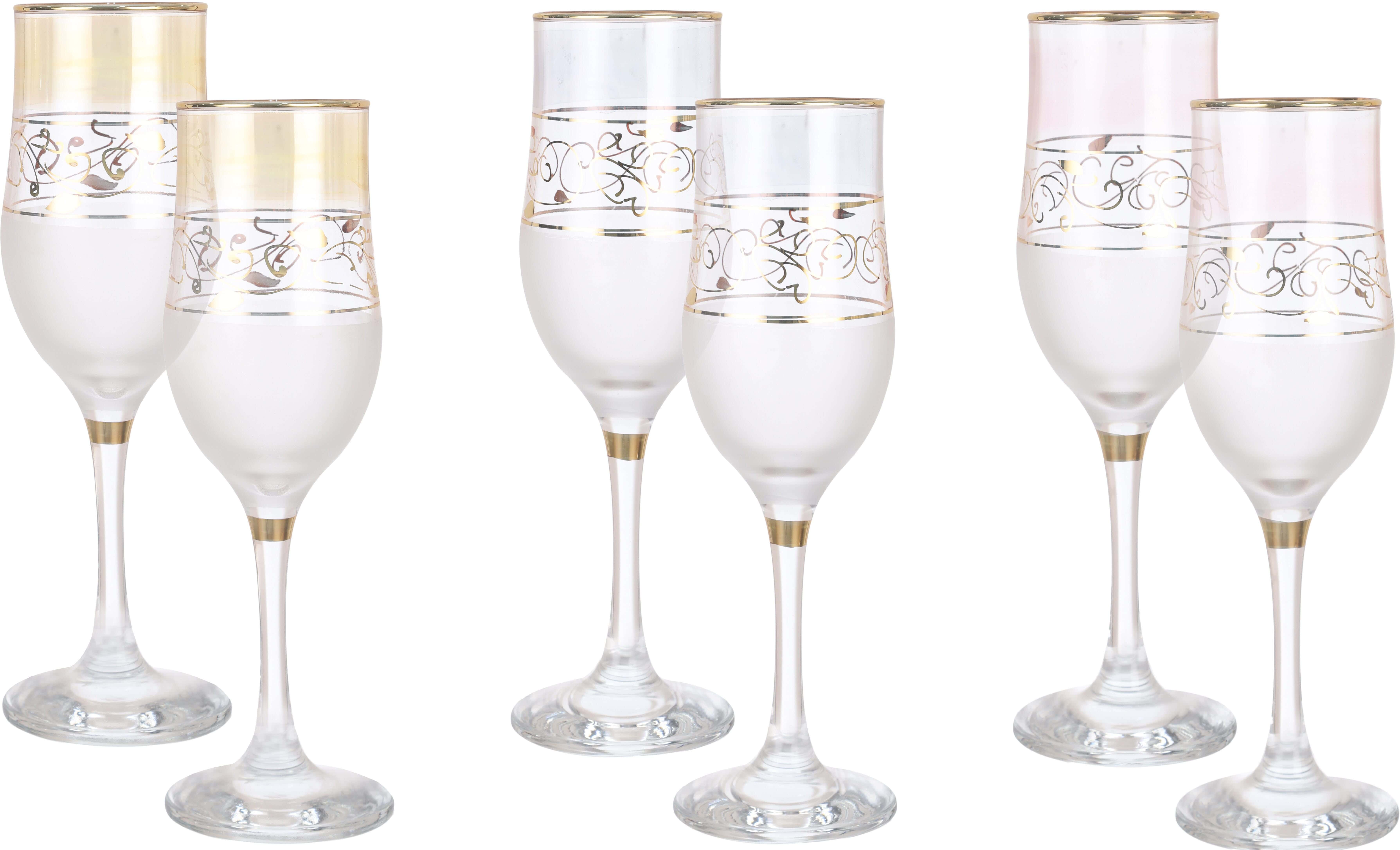 Bohemia Glass Cups Set, 6 Pieces, 180 ml - Multicolor