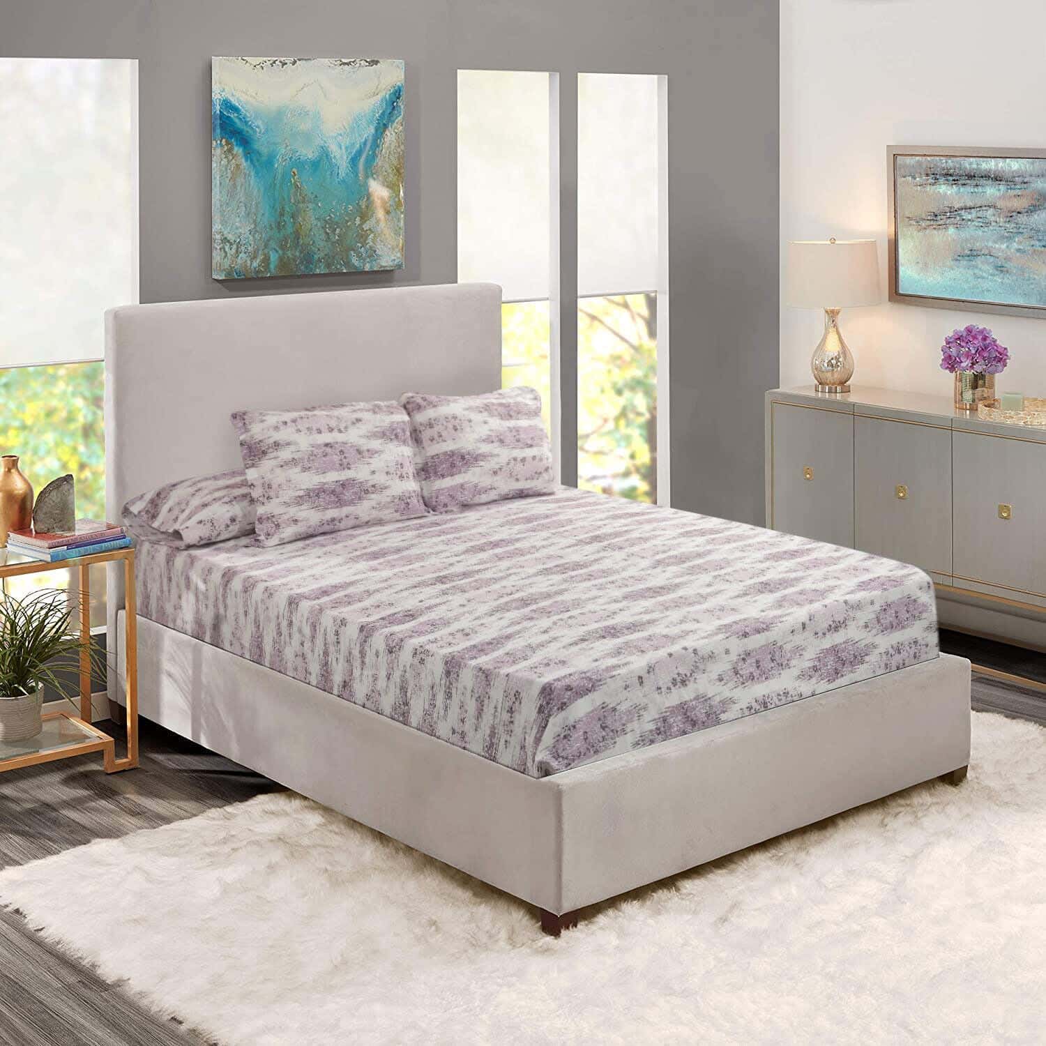 Tex Moon cotton Bedding Sheet Set, 4 pieces, approximately 2000 grm - Multicolor