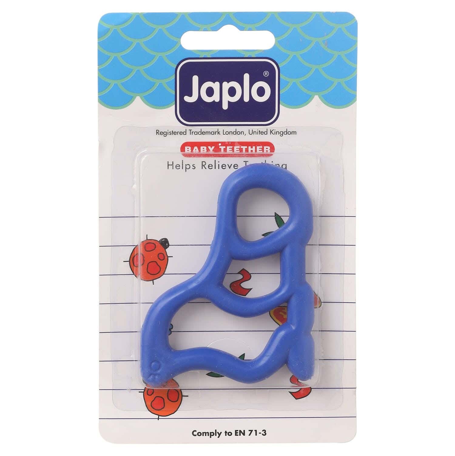 Japlo Silicone Teether, Lock Shaped - Blue