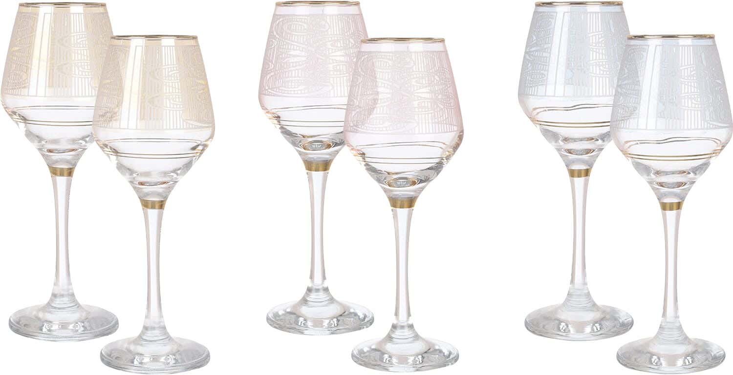 Bohemia Glass Cups Set, 6 Pieces, 270 ml - Multicolor