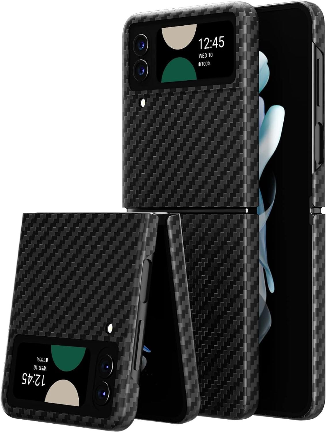 Carbon Fiber Folding Cover, Compatible With Samsung Galaxy Z Flip 4 - Black