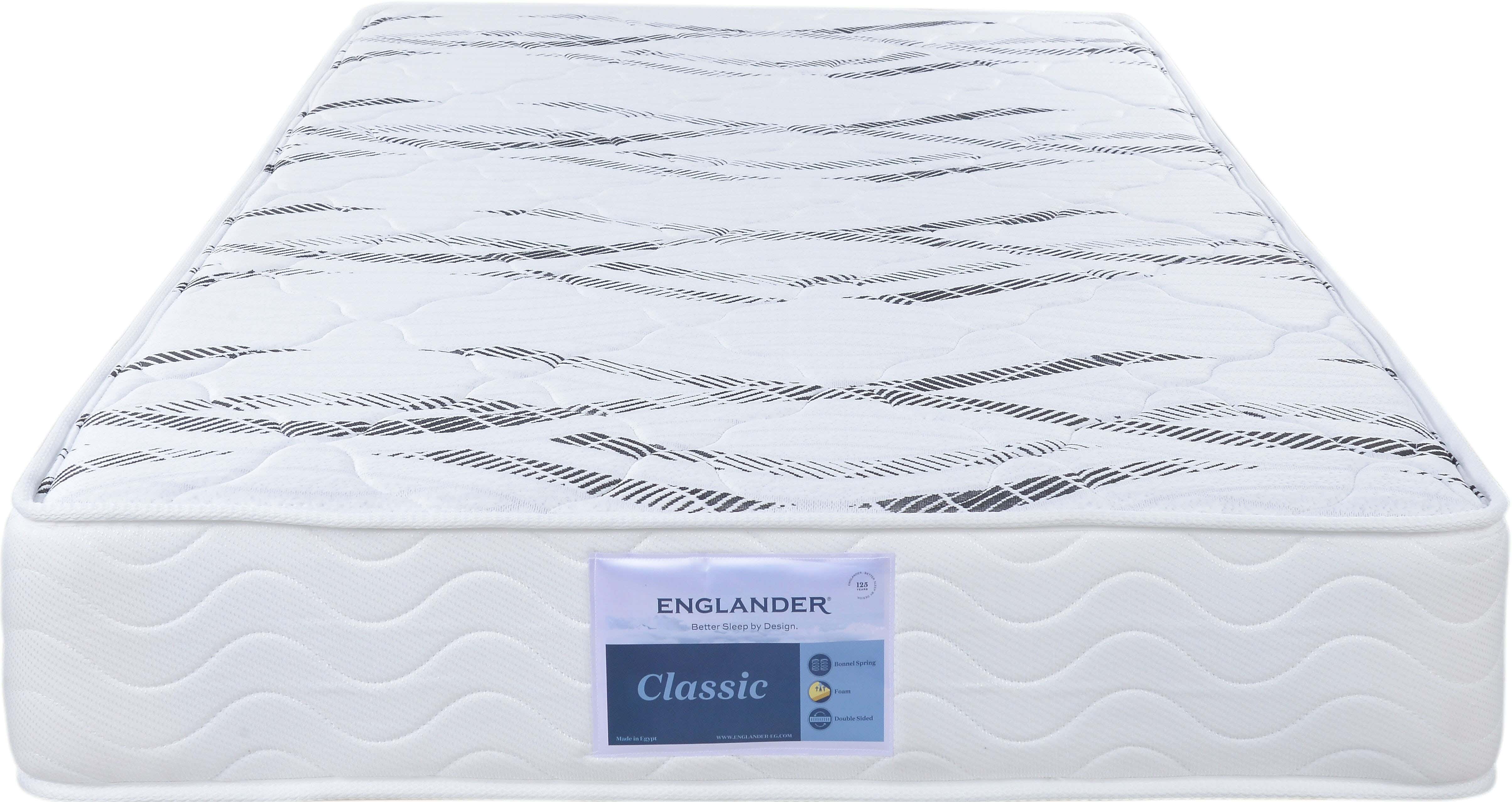 Englander Classic Mattress, Connected Springs, 100X195 cm, Height 24 cm - White
