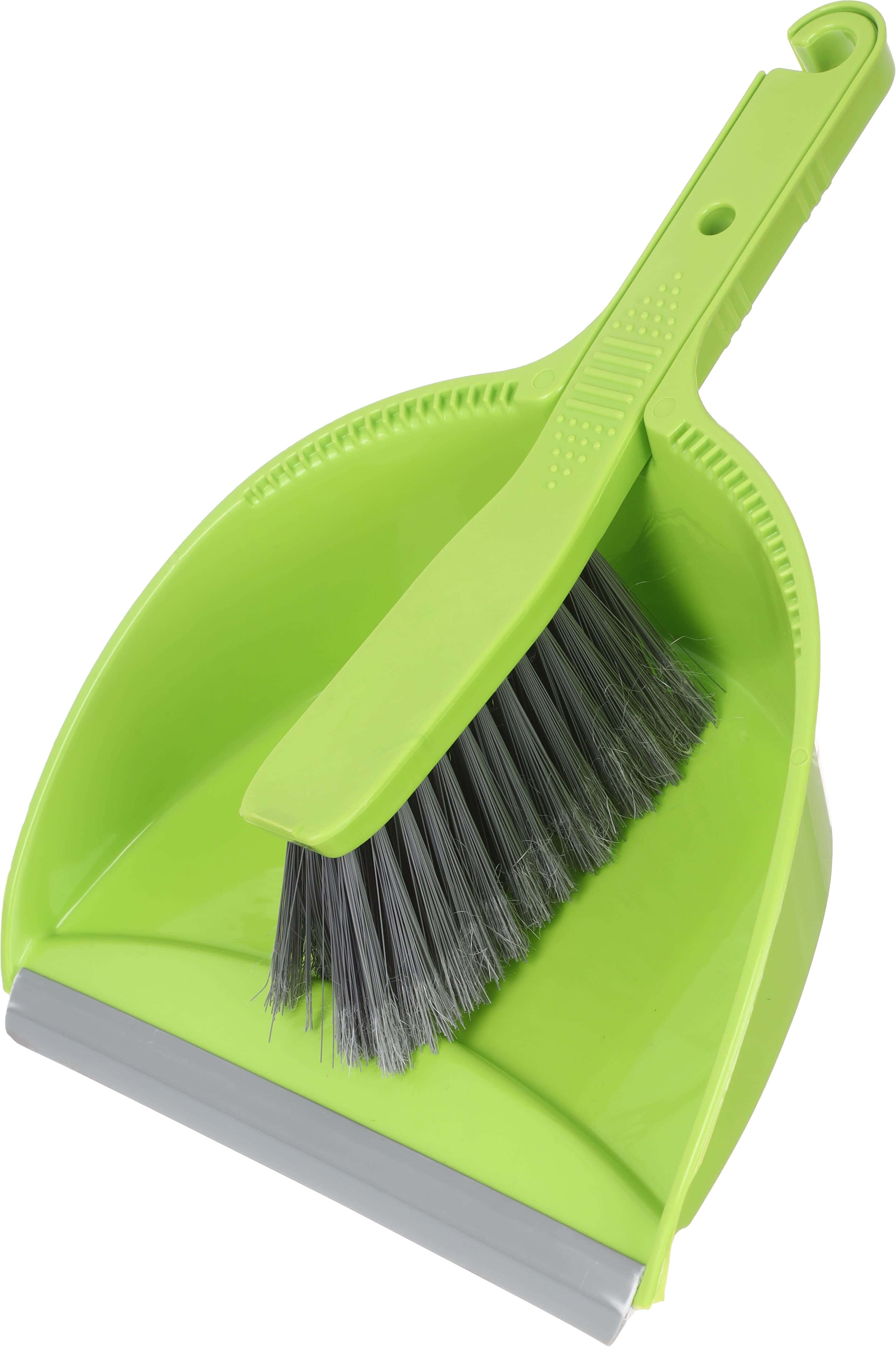 Weazy Plastic Dustpan with Brush, 22x17 cm - Green