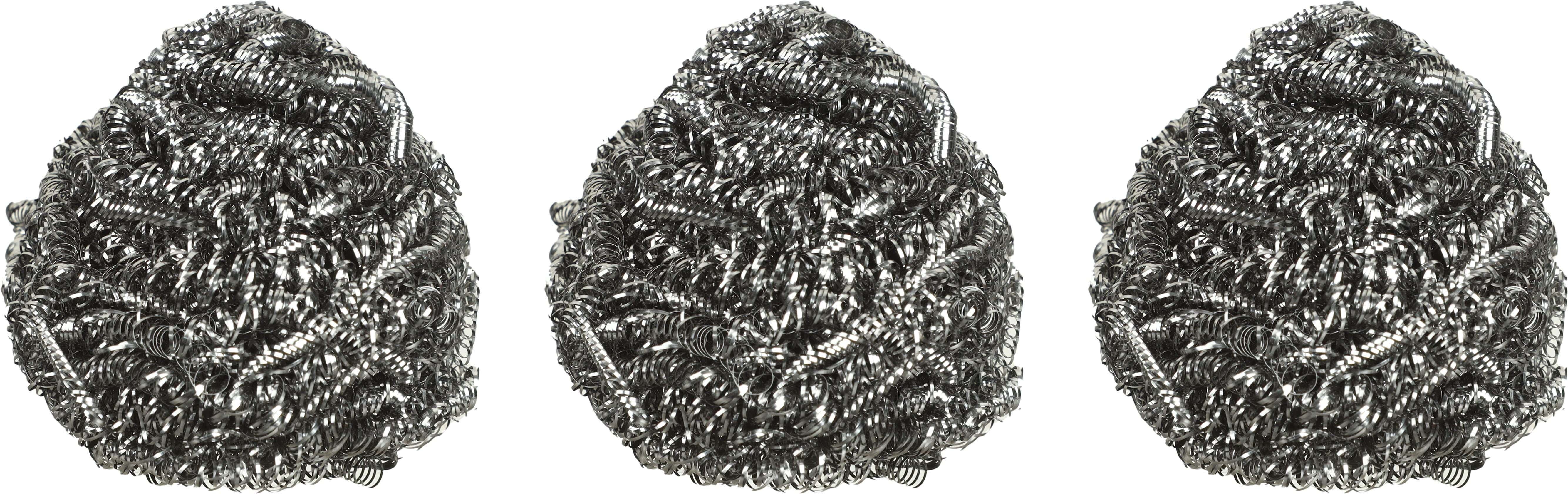 Weazy Stainless Steel Scouring Pad Set, 3 Pieces - Silver