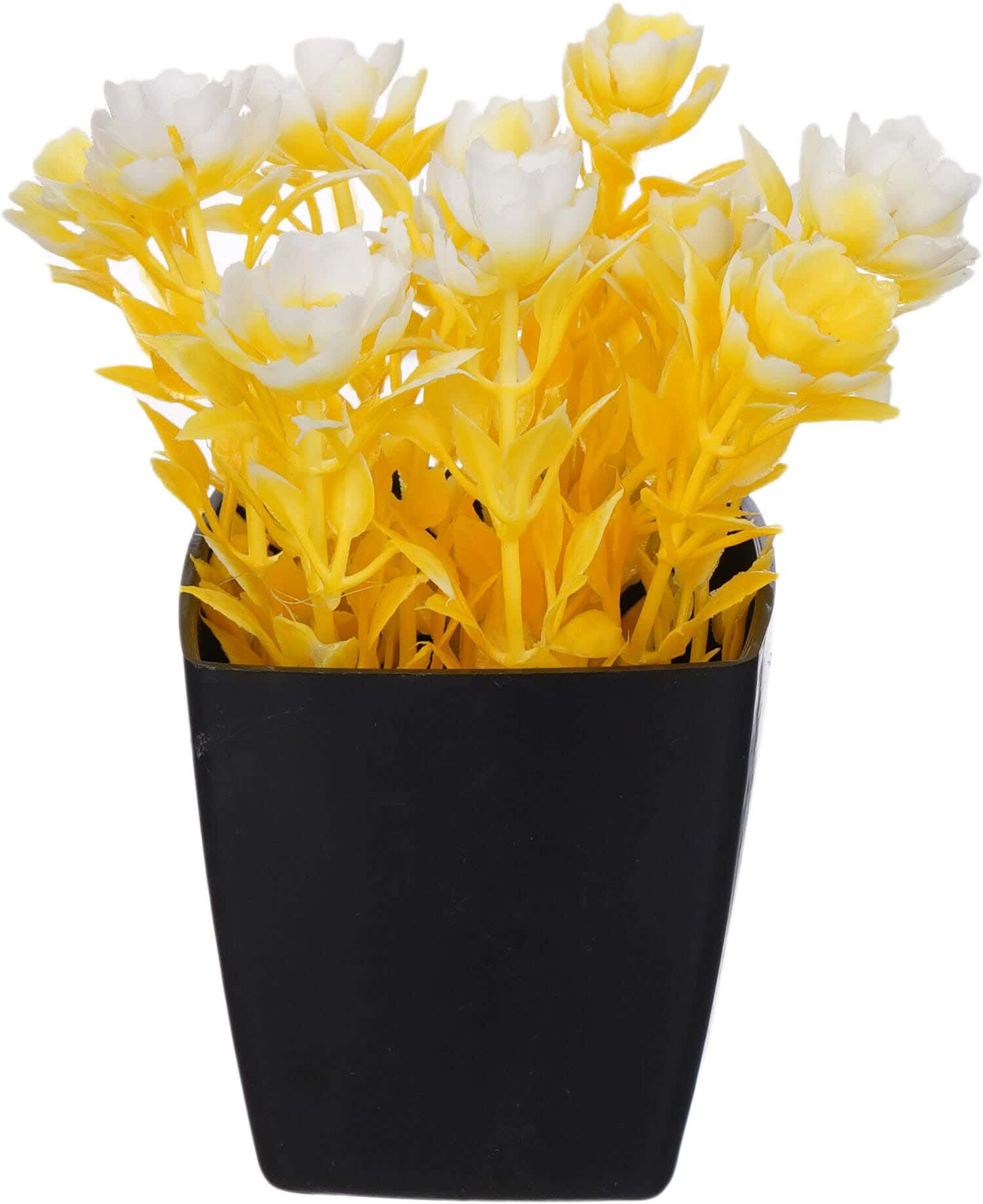 Round Plastic Vase, 7×5 cm - Black Yellow