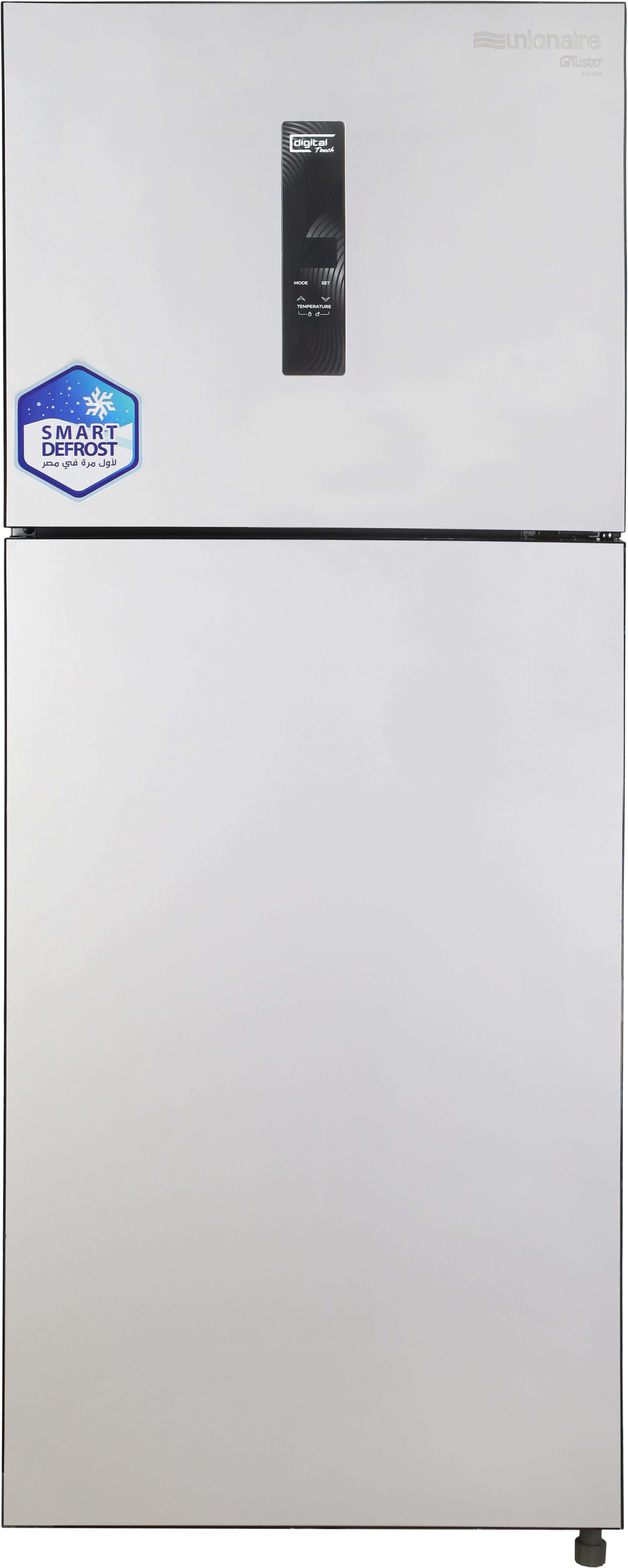 Unionaire RD-350VV-DHGHUSTO Justo Defrost Refrigerator, 2 Doors, 350 Liters, Digital Touch - Silver