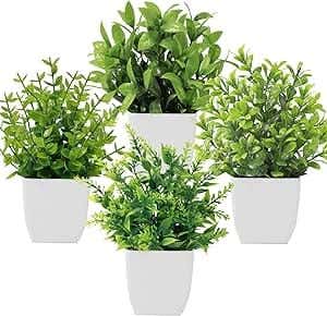 Plastic Planter Pot, 4 Pieces - White Green