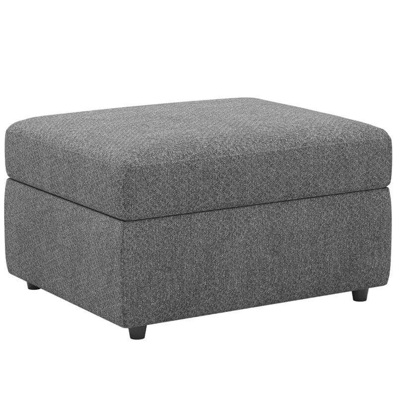 Pouf made of beech wood and linen fabric, 70x70 cm - dark gray