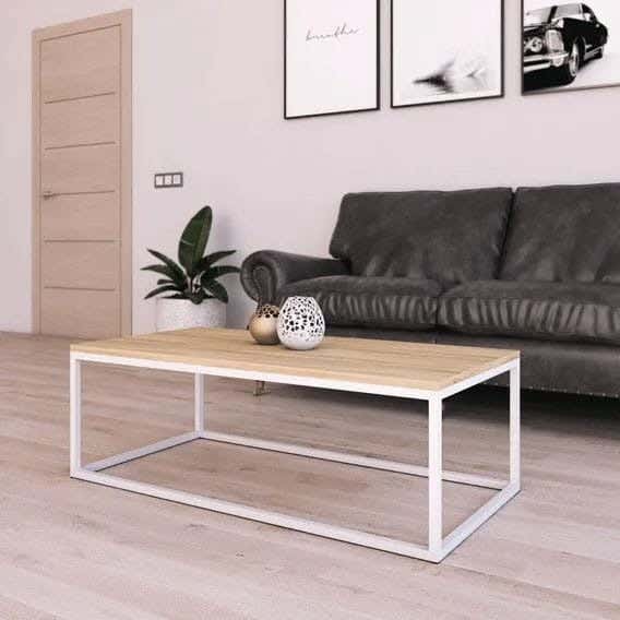Metal coffee table, rectangular, 100x40x50 cm - White