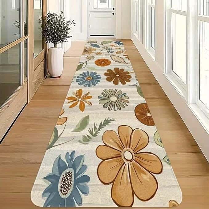Line Sleep Dots Fabric Door Mat, 100x200 cm - Multicolor