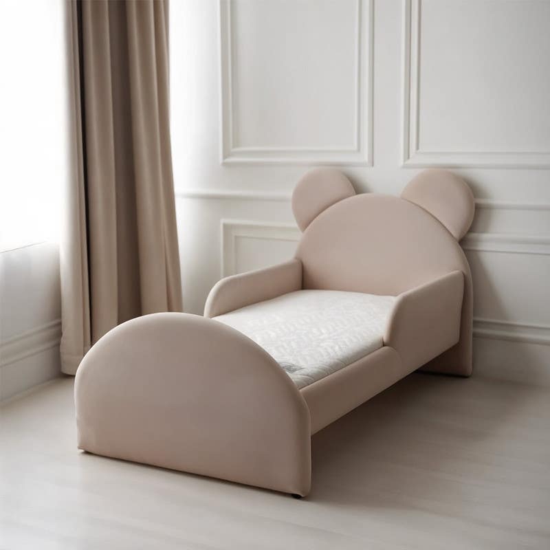 Moskey & MDF Wood Kids Bed, 120x120x200 cm - Beige