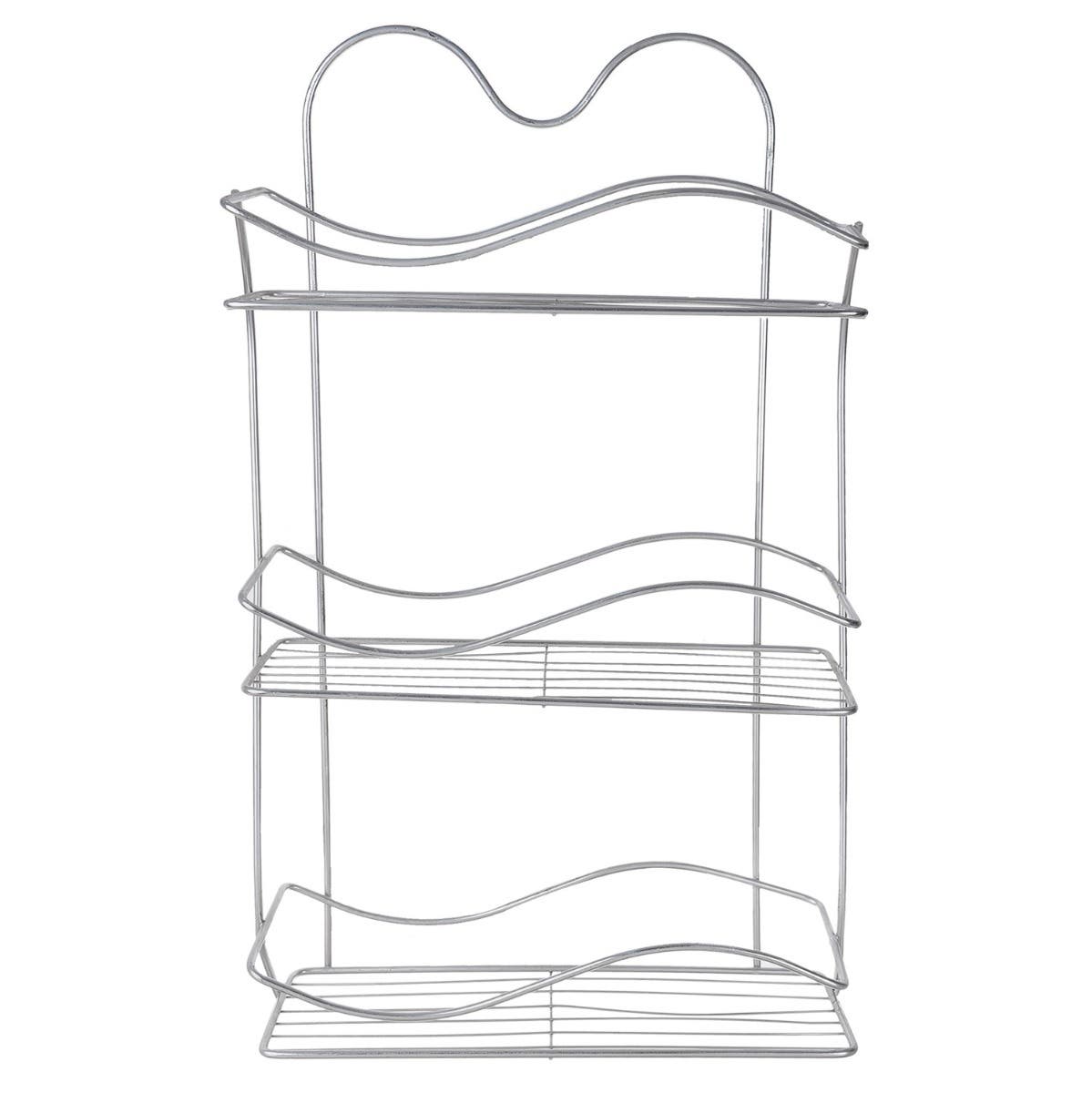 Stainless Steel Wall Shelve, 3 Layers, 15x37x67 cm - Silver