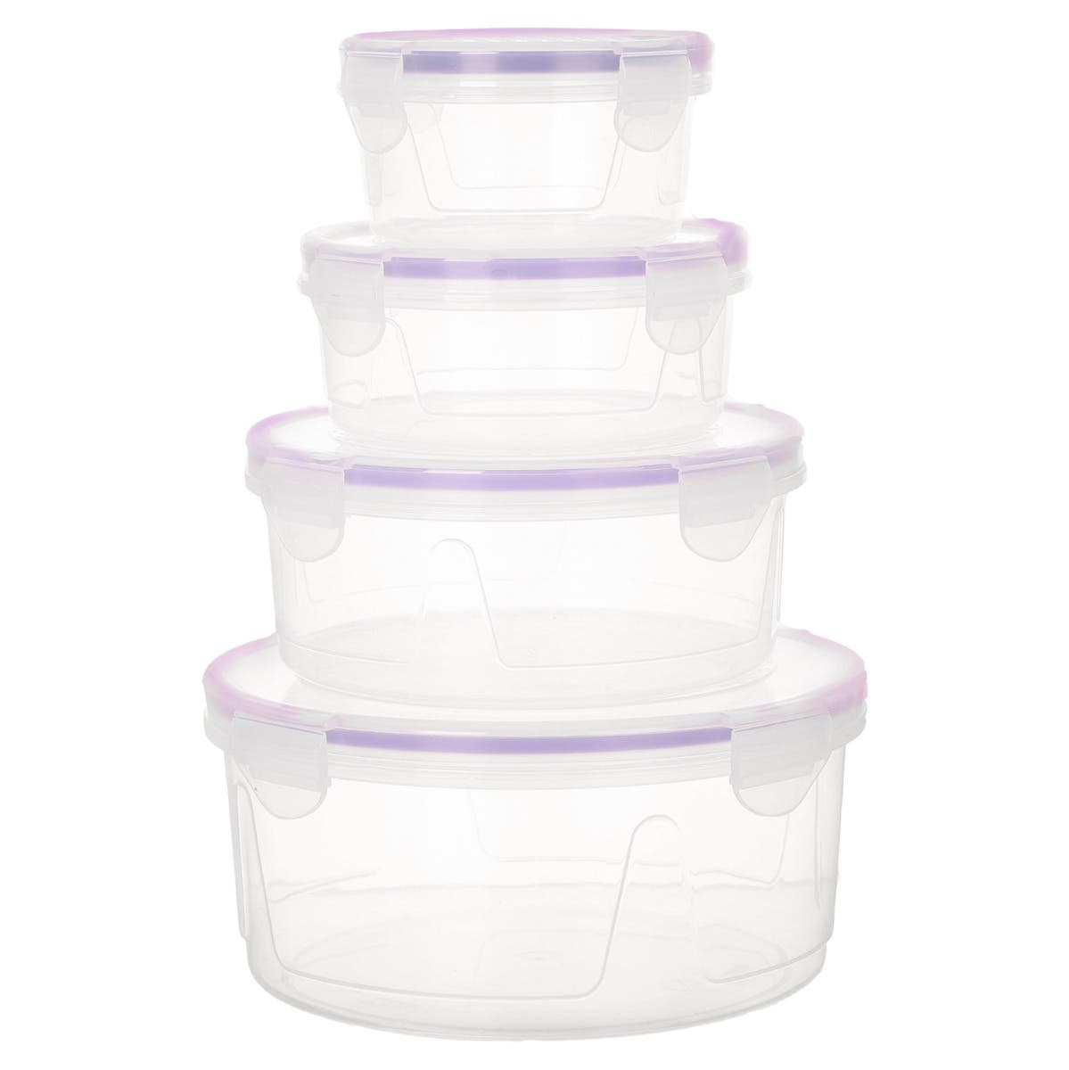 El Hoda Round Refrigerator Box, 4 Pieces - Clear
