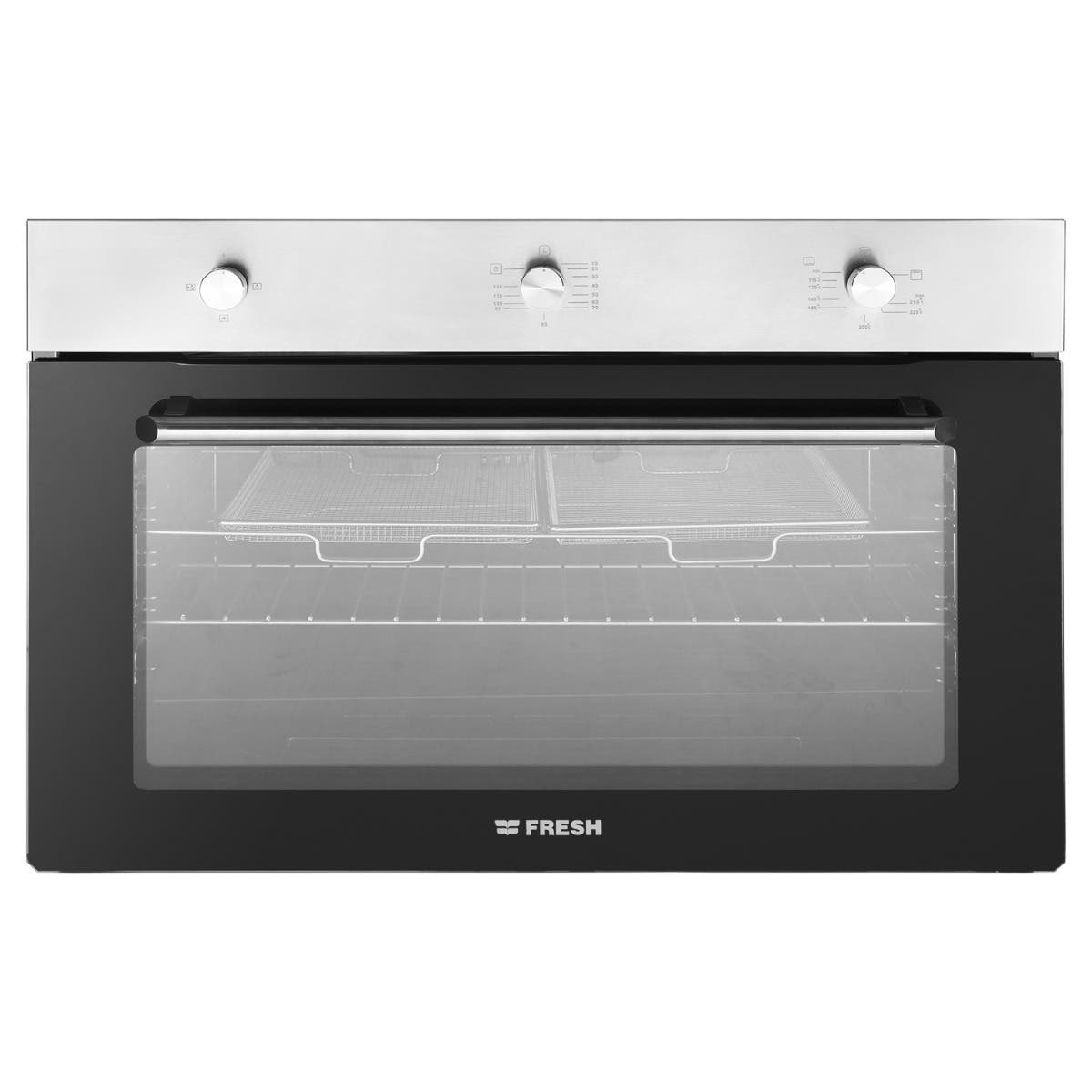Fresh 9660 Built-in Gas Oven, 90 cm, Hydraulic Door - Silver Black