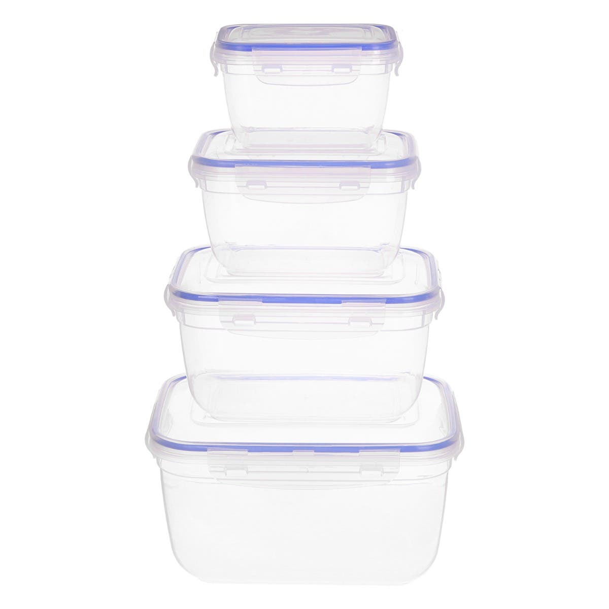 Lock&Fresh Refrigerator box Set, 4 Pieces - Clear Blue